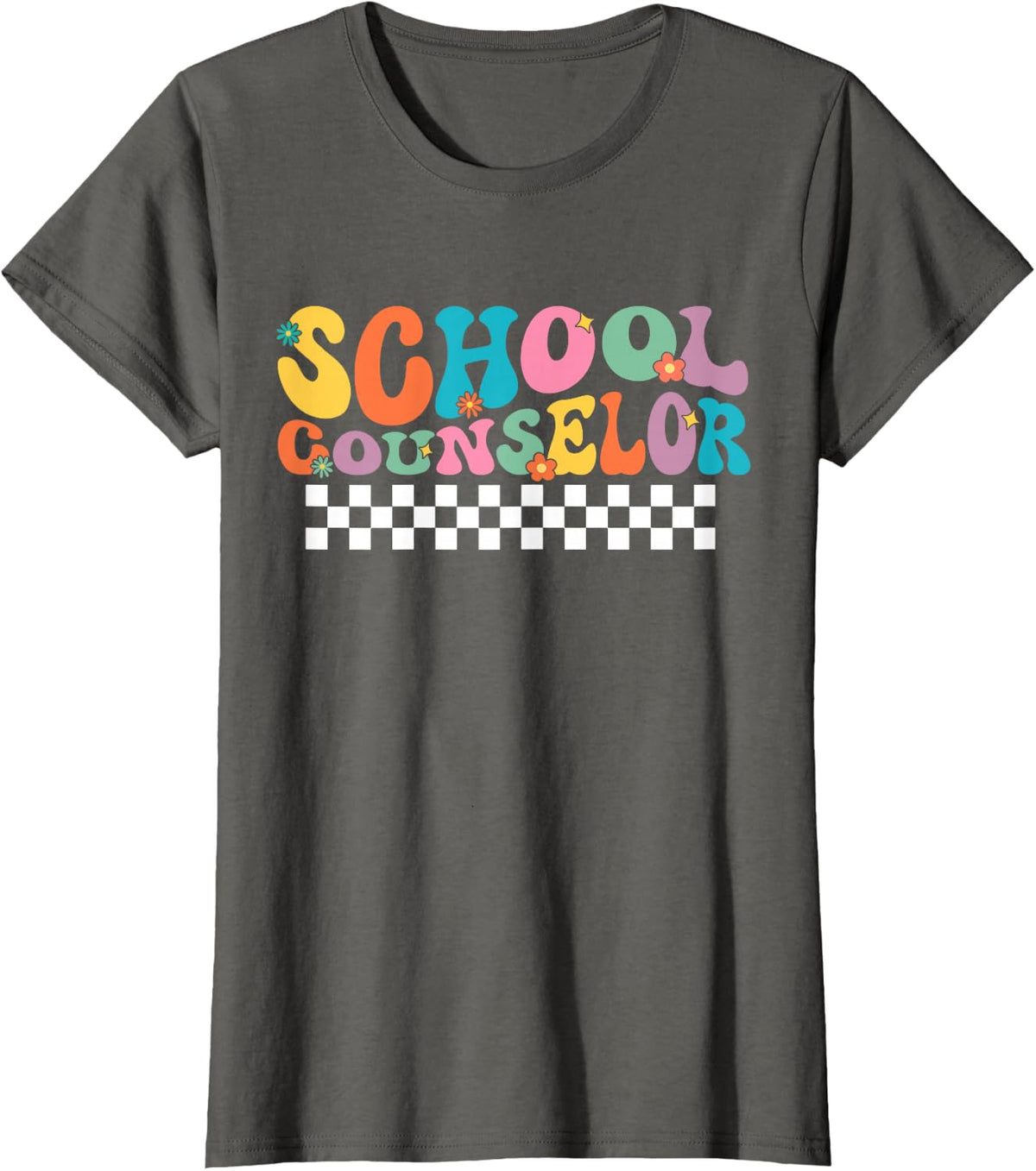 School Counselor Back To School Groovy Counseling T-Shirt - Asphalt Grey