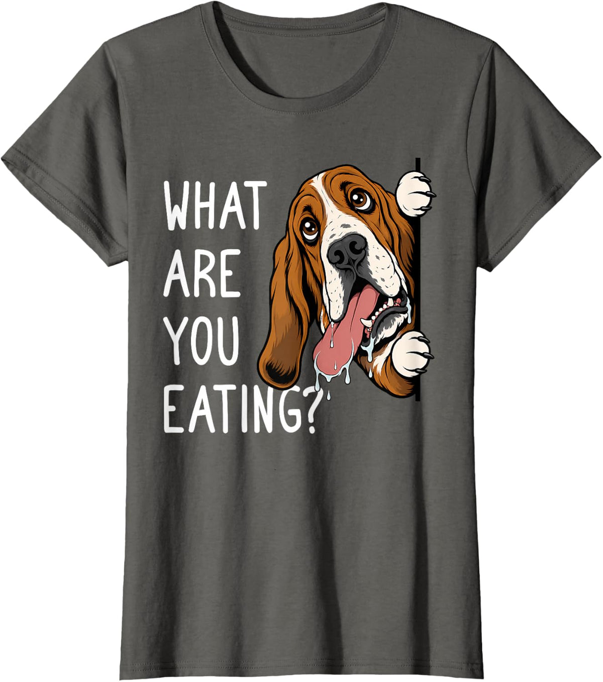 Funny Basset Hound Jowls T-Shirt - Asphalt Grey