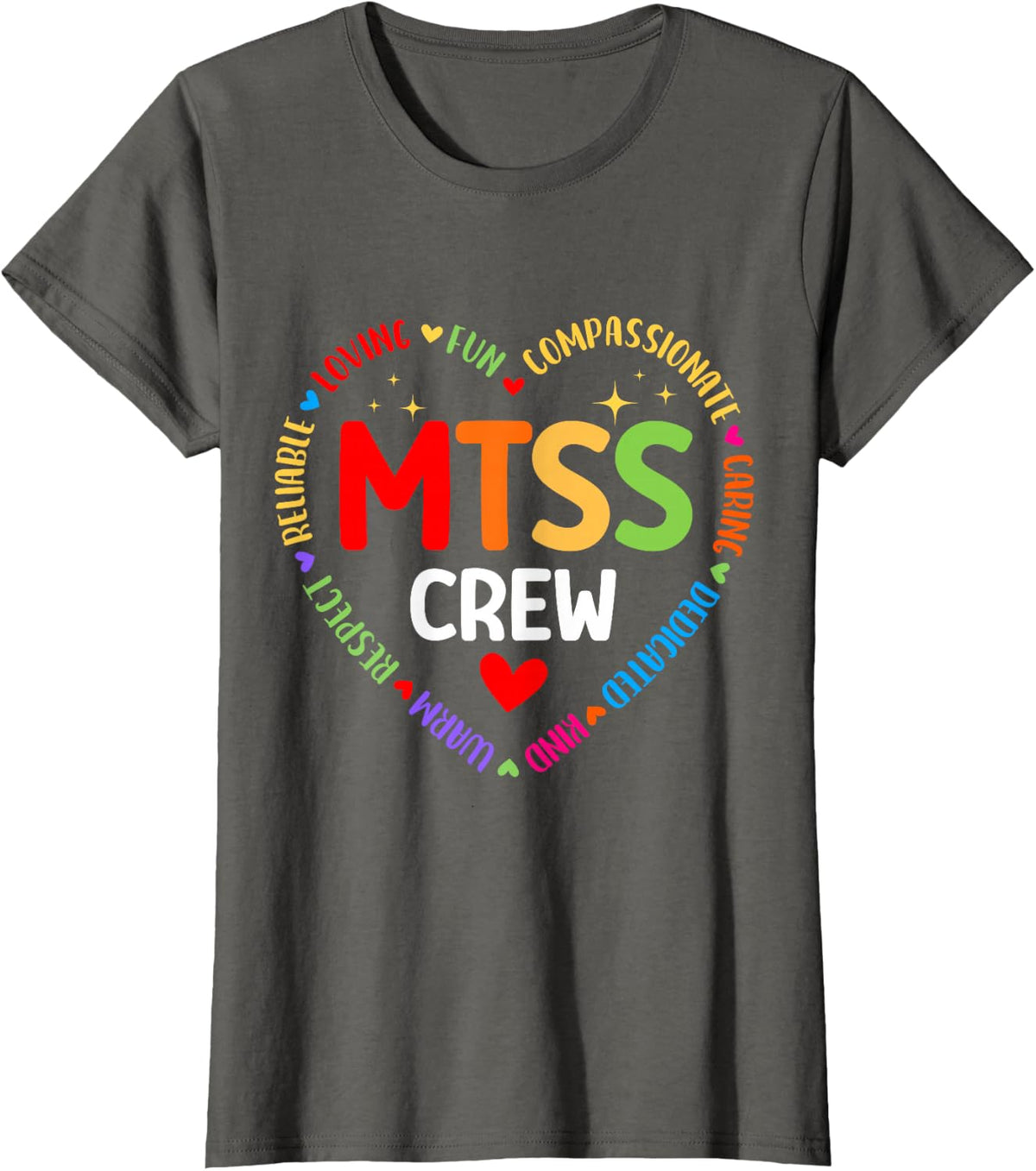 Groovy MTSS Crew Coach School Counselor School Psychologist T-Shirt - Asphalt Grey
