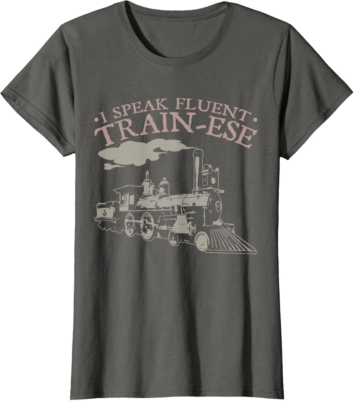 Funny Locomotive Steam Train T-Shirt - Asphalt Grey