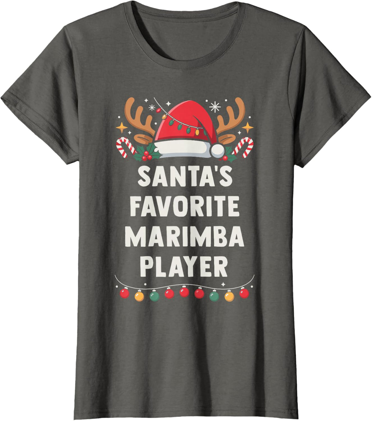 Santa's Favorite Marimba Player Christmas Concert Band Squad T-Shirt - Asphalt Grey