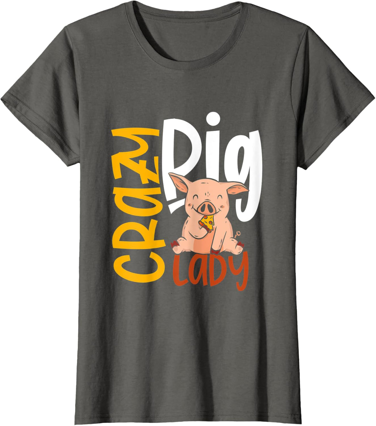 Funny Cute Animal Women Girls Farmer Farm Gift Idea Pig T-Shirt - Asphalt Grey