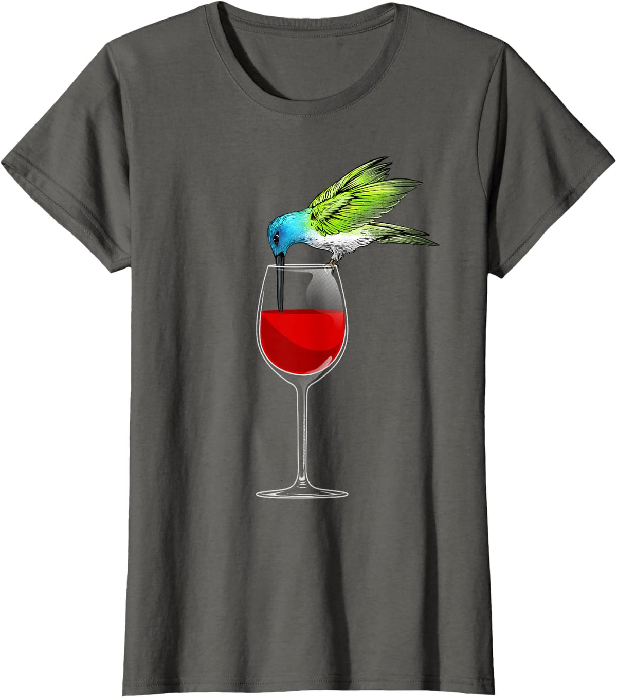 Cool Hummingbird For Men Women Wine Glass Animal Bird Lover T-Shirt - Asphalt Grey