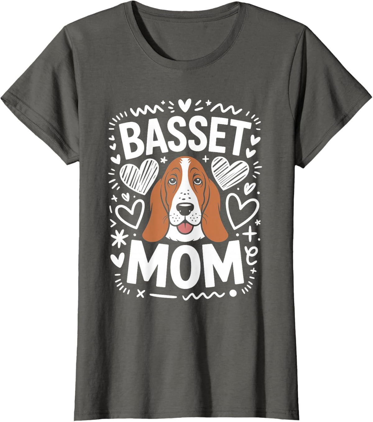 Basset Mom Basset Hound T-Shirt - Asphalt Grey