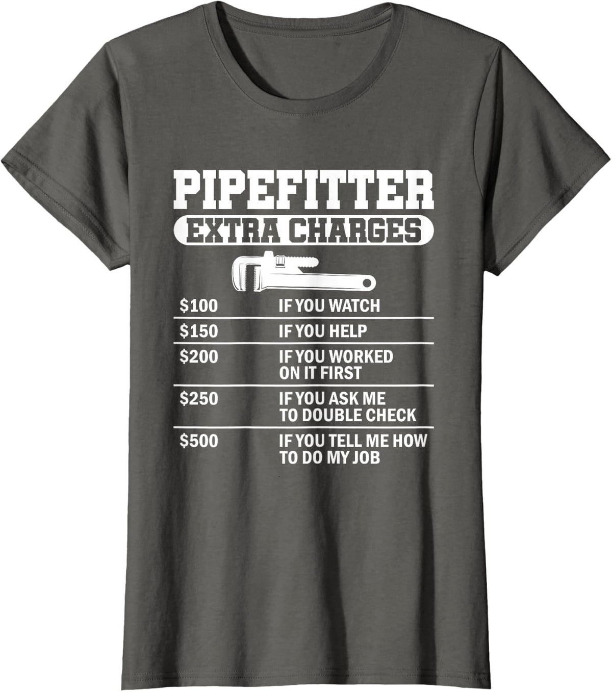 Pipefitter Extra Charges Funny Steamfitter Pipe Fitter T-Shirt - Asphalt Grey