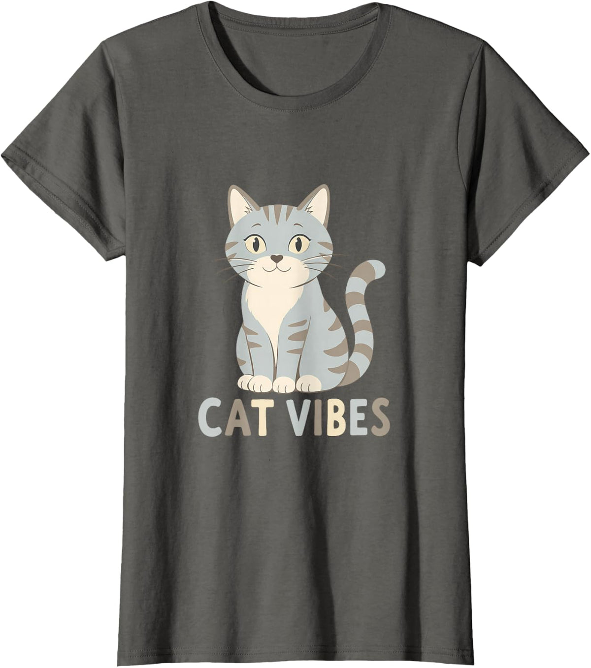Cat Vibes Funny Cat Cat Lovers Cat Lover Cat Meme T-Shirt - Asphalt Grey