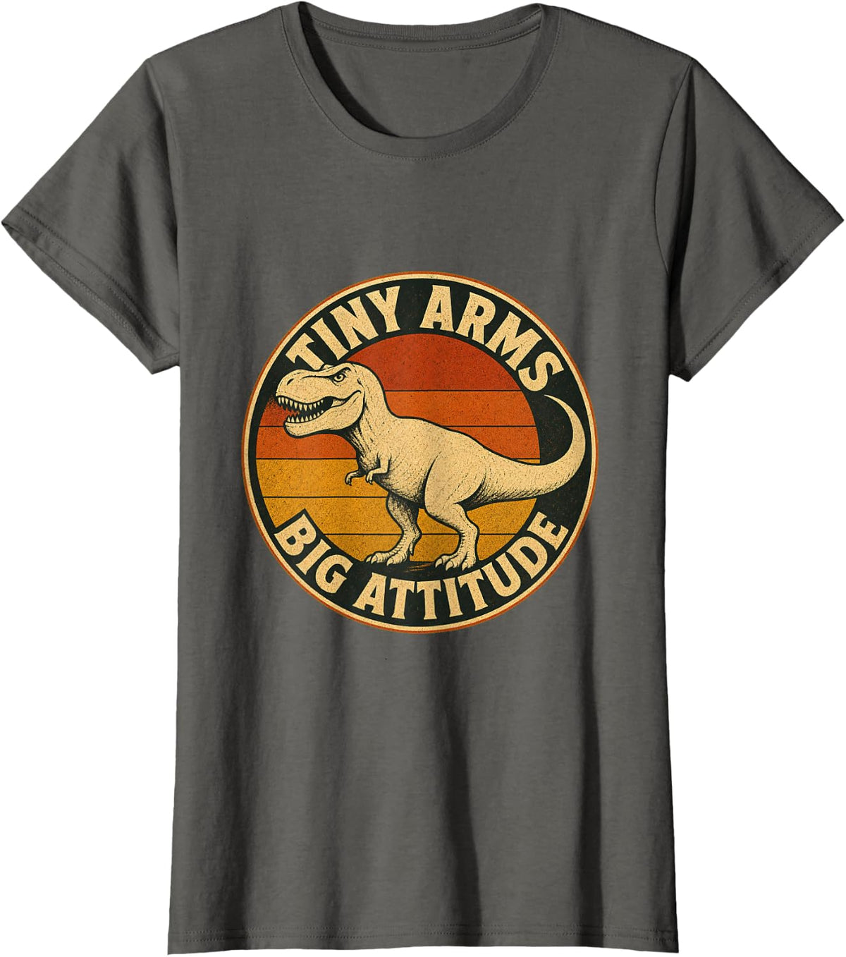 Tiny Arms Big Attitude T Rex Dinosaur Humor for Dino Lovers T-Shirt - Asphalt Grey