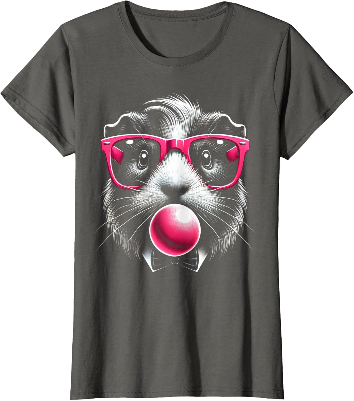 Quirky Guinea Pig Blowing Bubble Gum Cute Animal Lover Gifts T-Shirt - Asphalt Grey