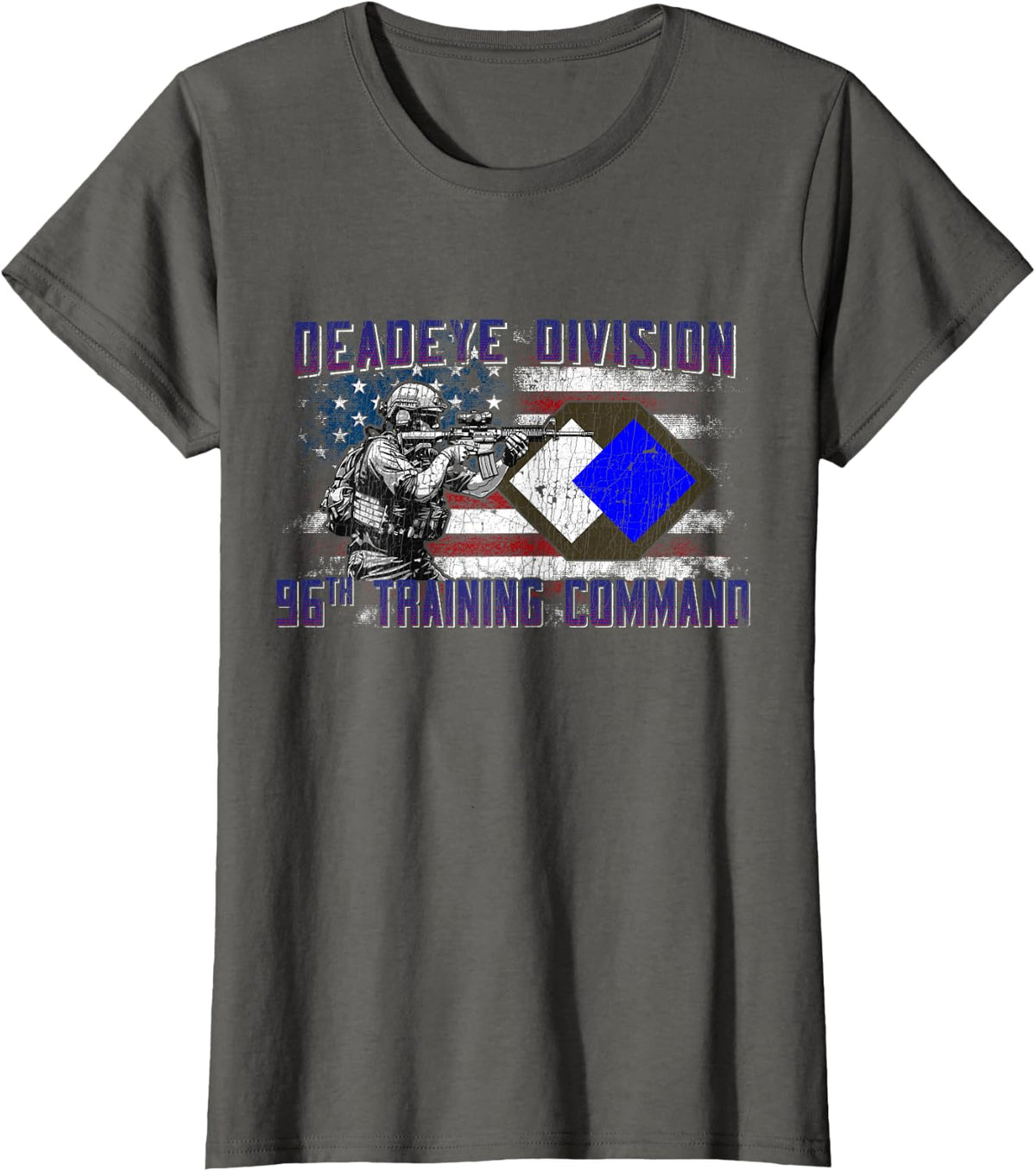96th Infantry Division 96th ID Deadeye Division Gifts T-Shirt - Asphalt Grey