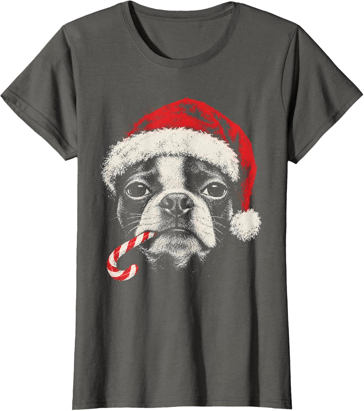 Christmas Boston Terrier T-Shirt - Asphalt Grey