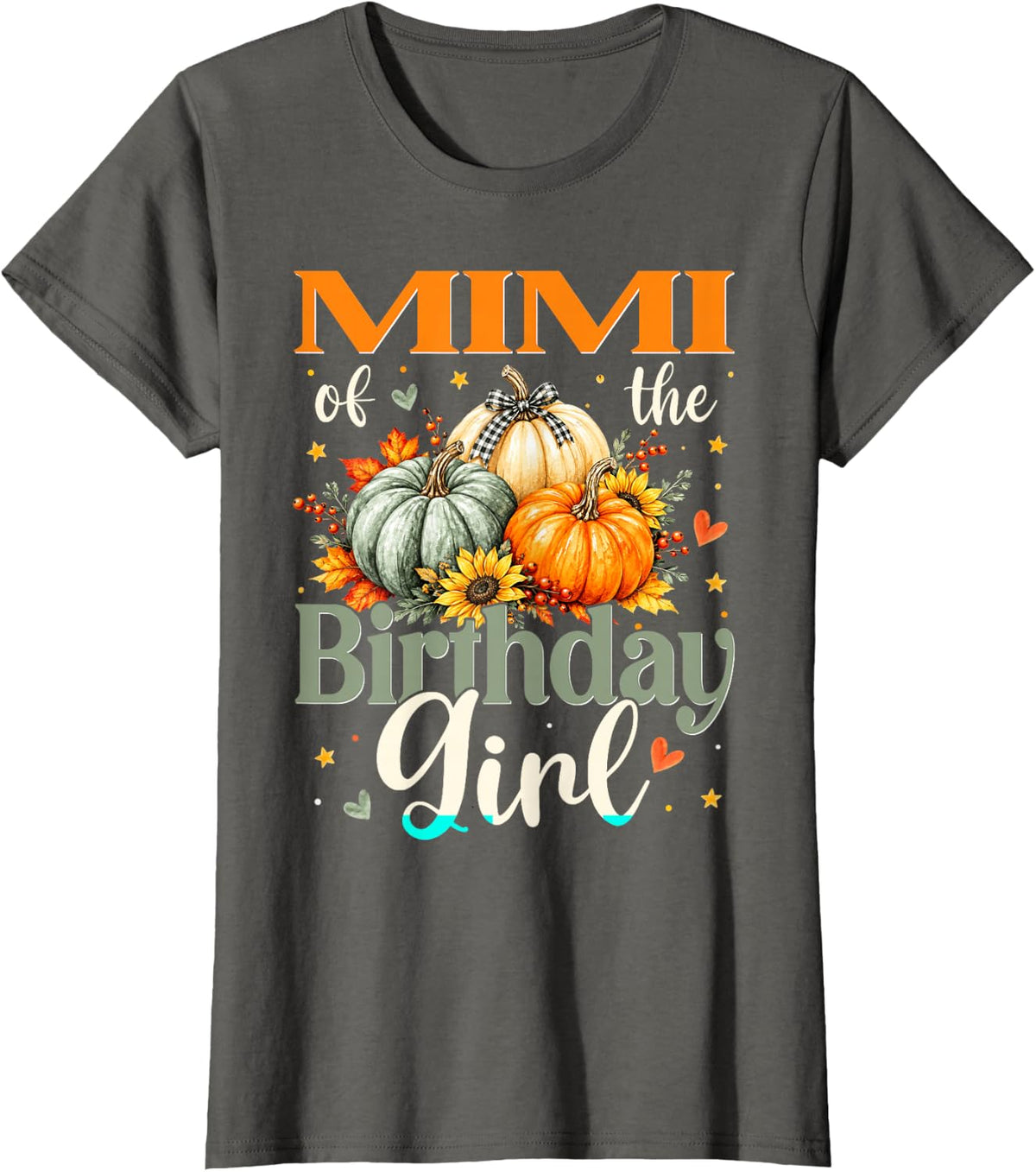 Mimi of The Birthday Girl Pumpkin Thanksgiving Family T-Shirt - Asphalt Grey