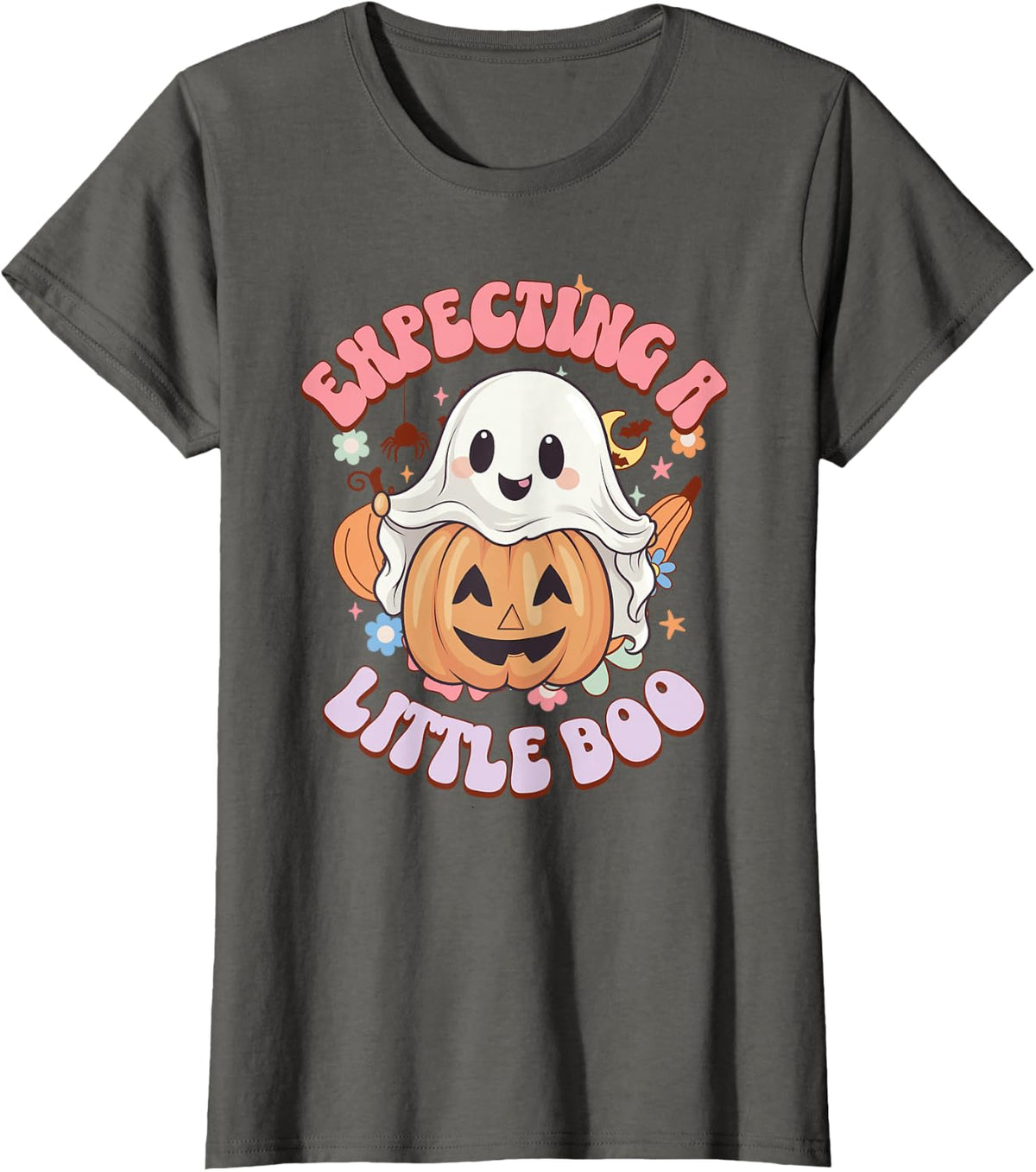 Halloween Pregnancy Mom To Be Expecting Little Boo T-Shirt - Asphalt Grey