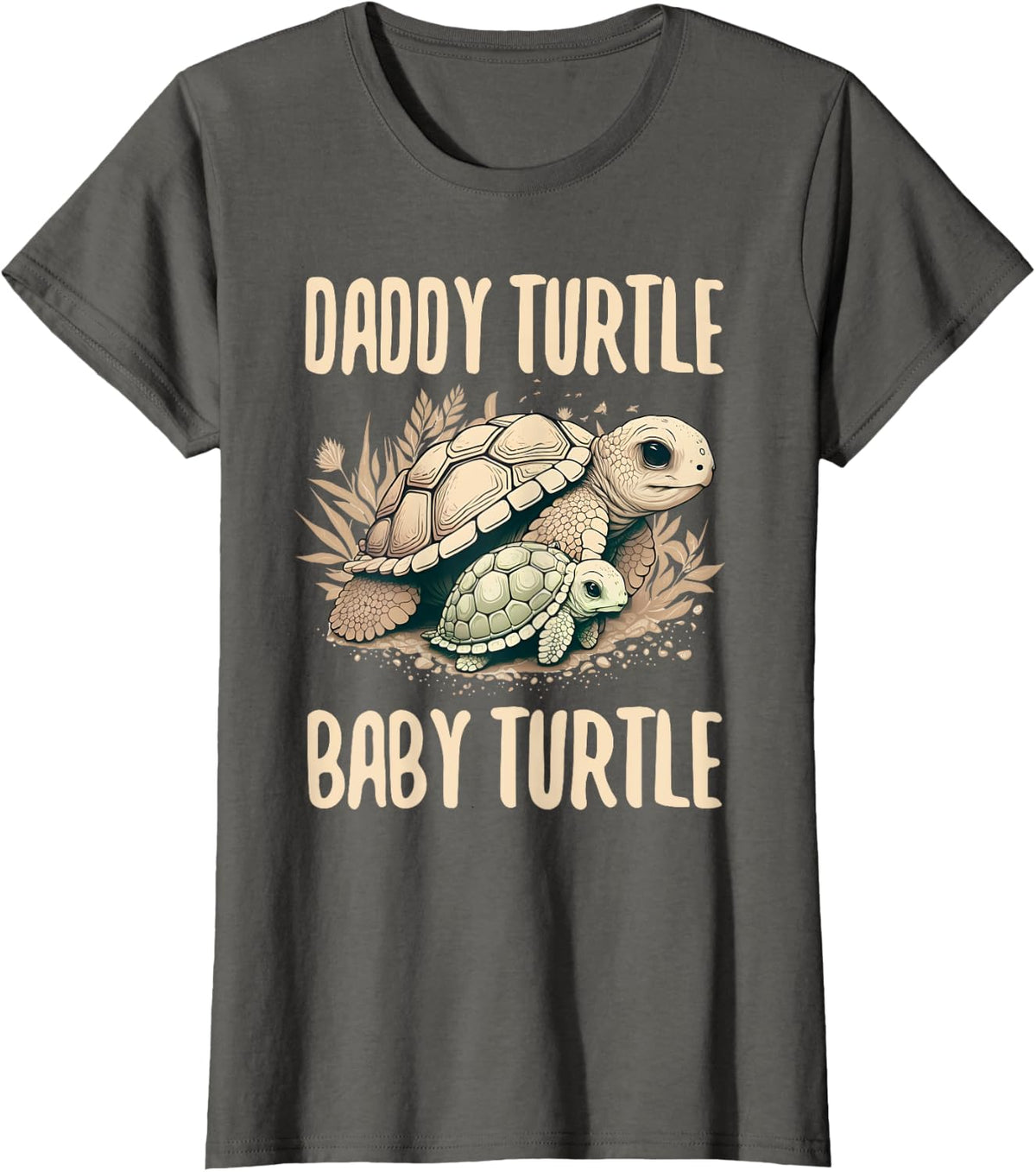 Daddy Turtle Baby Turtle for Dad Tortoise Fathers Day T-Shirt - Asphalt Grey