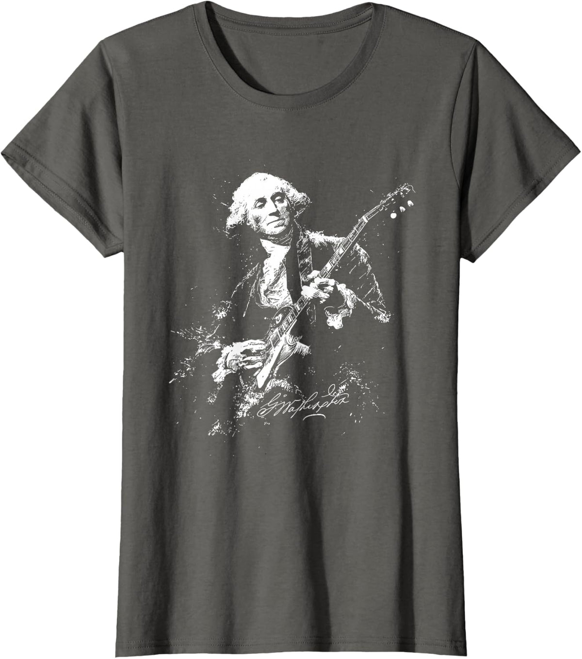 American Rock Star George Washington Electric Guitar T-Shirt - Asphalt Grey