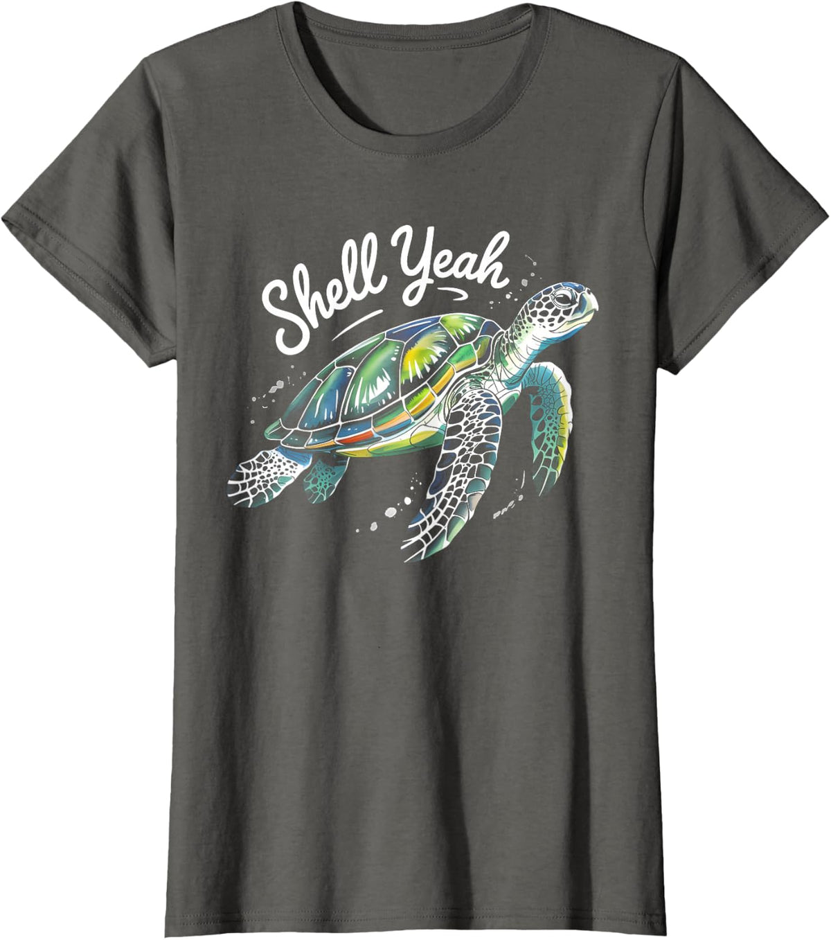 Shell Yeah Sea Turtle Shirt - Cute Tortoise Tee for Ocean & Beach Lover T-Shirts - Asphalt Grey