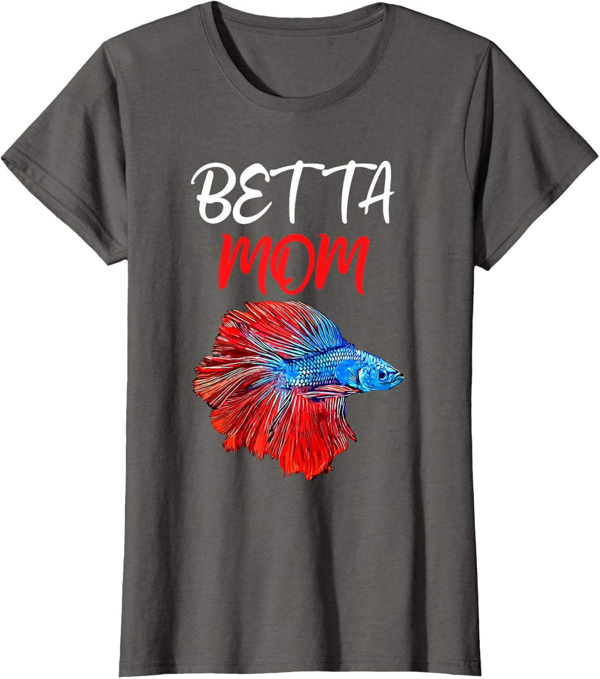Betta Mom - Betta Fish Graphic T-Shirt - Asphalt Grey