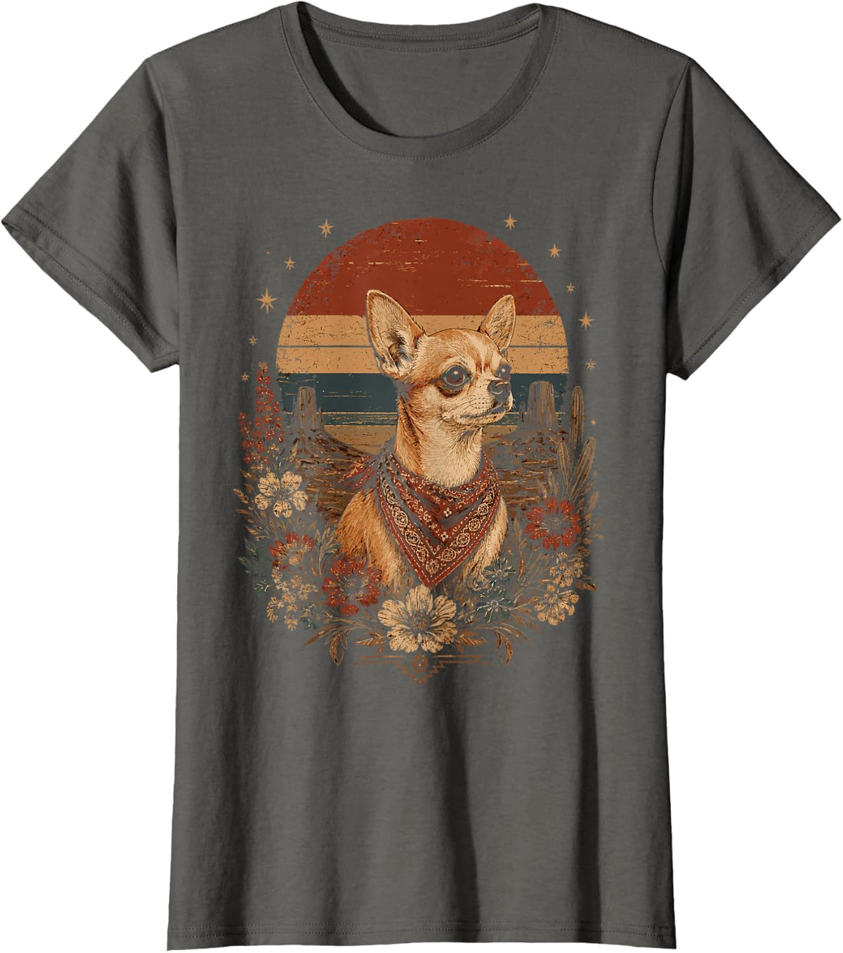 Chihuahua Dog Western Cowboy Funny Chihuahua T-Shirt - Asphalt Grey