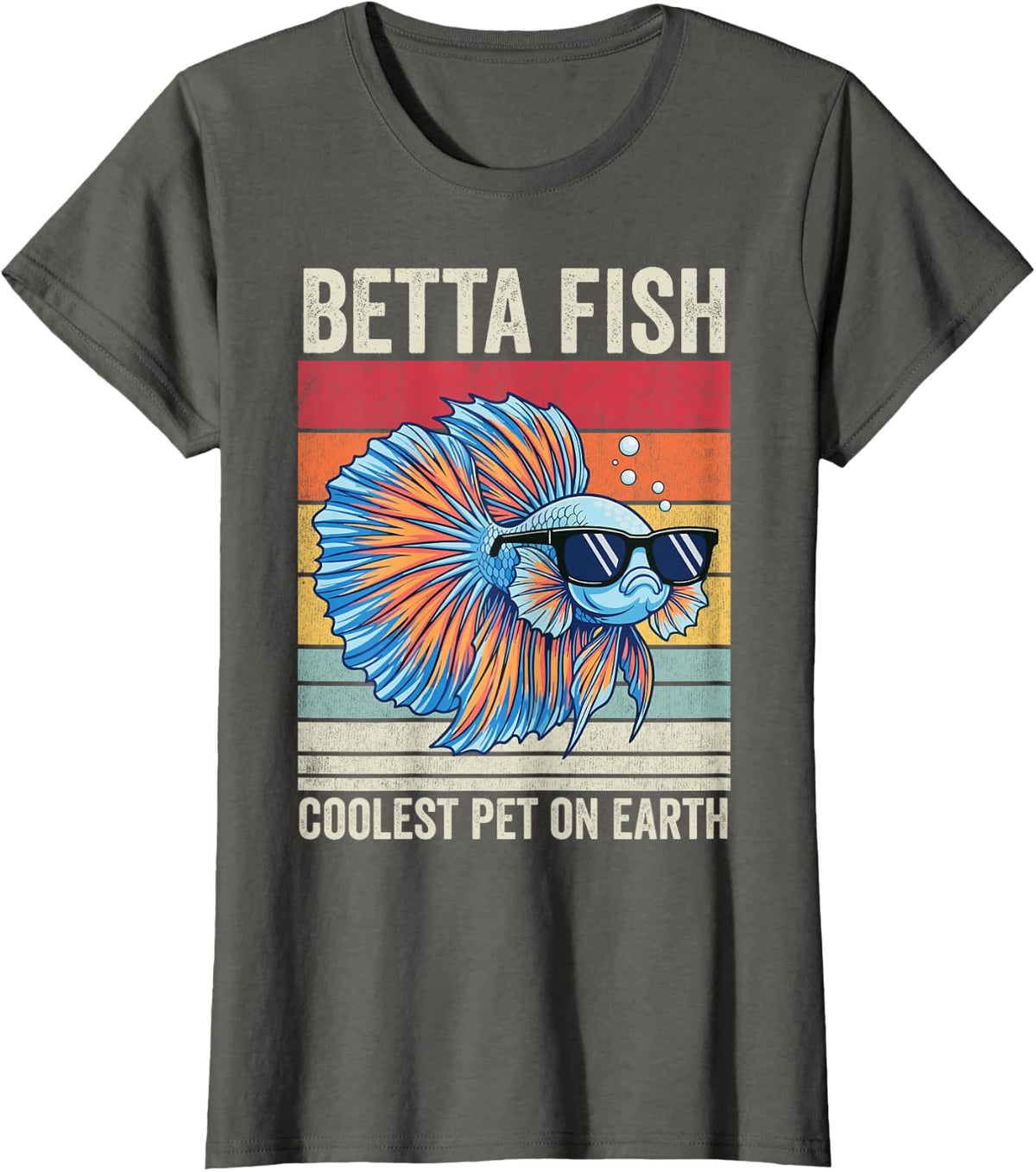 Betta Fish Coolest Pet on Earth Vintage Animal Tee T-Shirt for Men Women Kids - Asphalt Grey