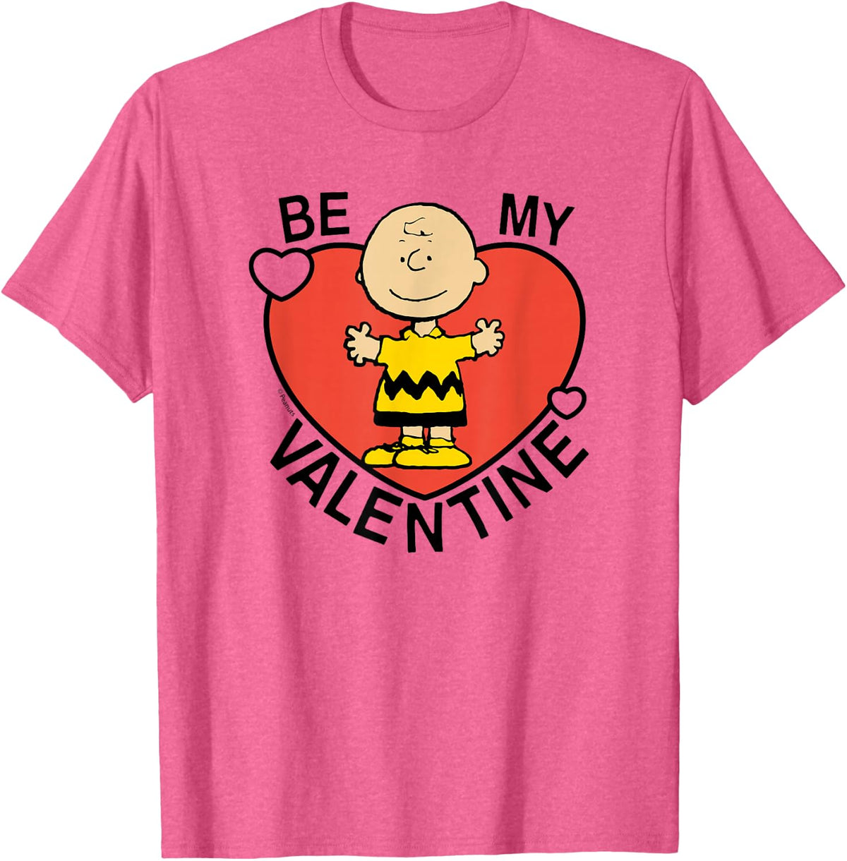 Peanuts Valentine Charlie Brown Heart T-Shirt - Pink Heather