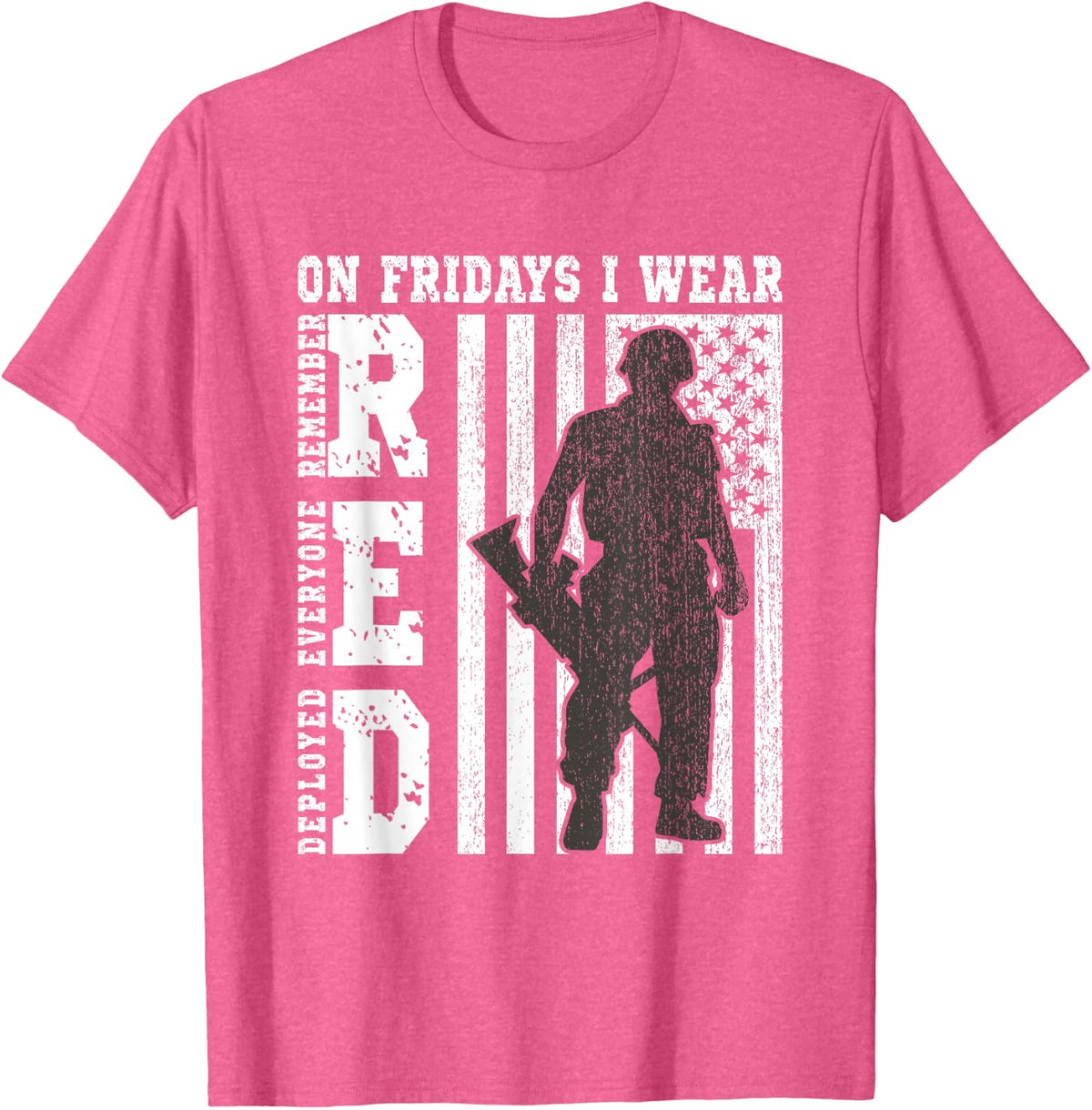 On Fridays I Wear Red USA Support American Troops T-Shirt - Pink Heather