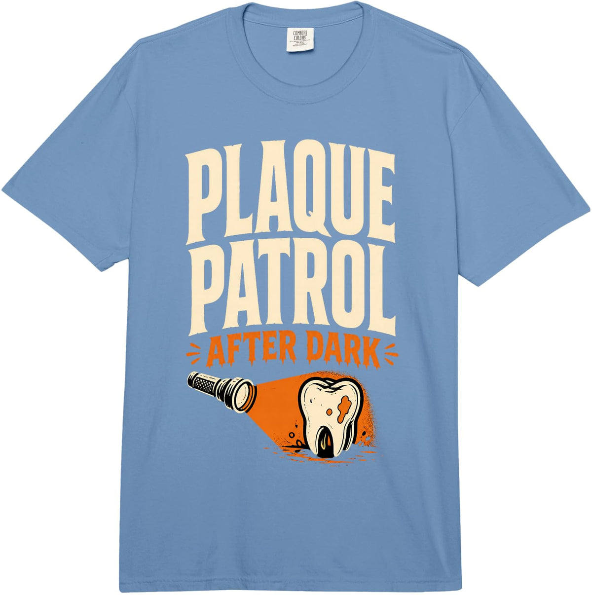 Plaque Patrol After Dark Dental Hygienist Halloween Comfort Colors Adult Heavyweight T-Shirt - Adult Unisex Deep Blue