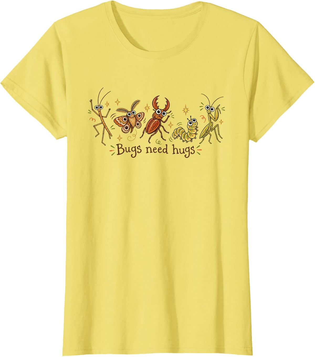 Insect Lover Bugs Need Hugs Entomology Science Teacher T-Shirt - Lemon Yellow