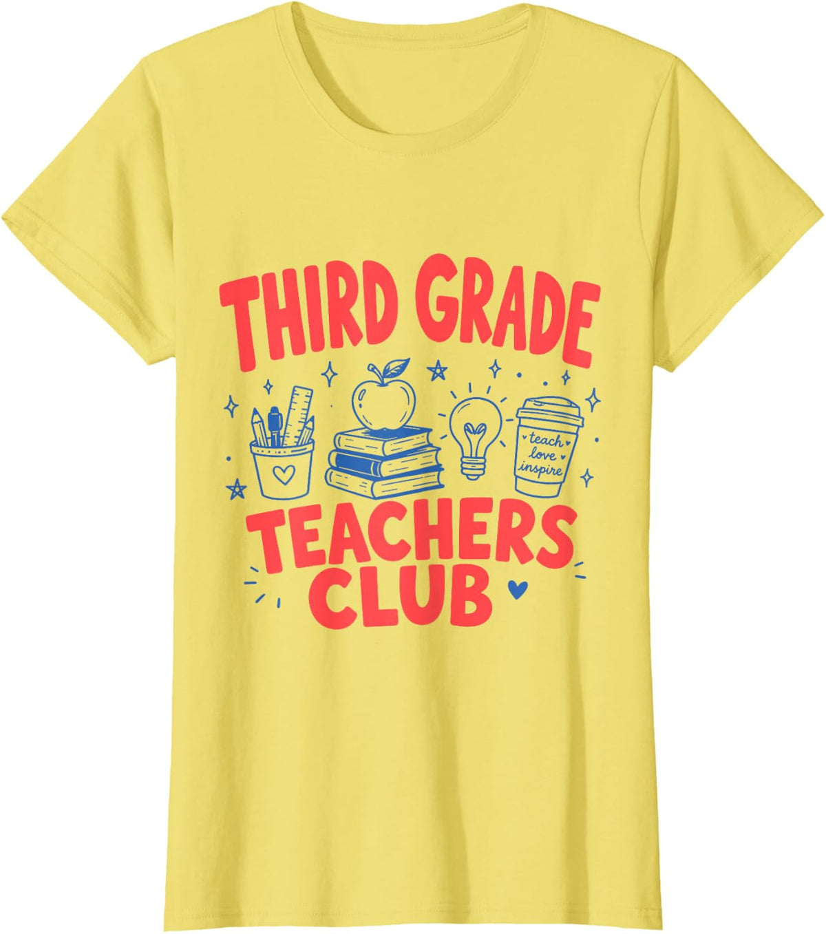 Third Grade Teachers Club Funny 3rd Grade Back to School T-Shirt - Lemon Yellow