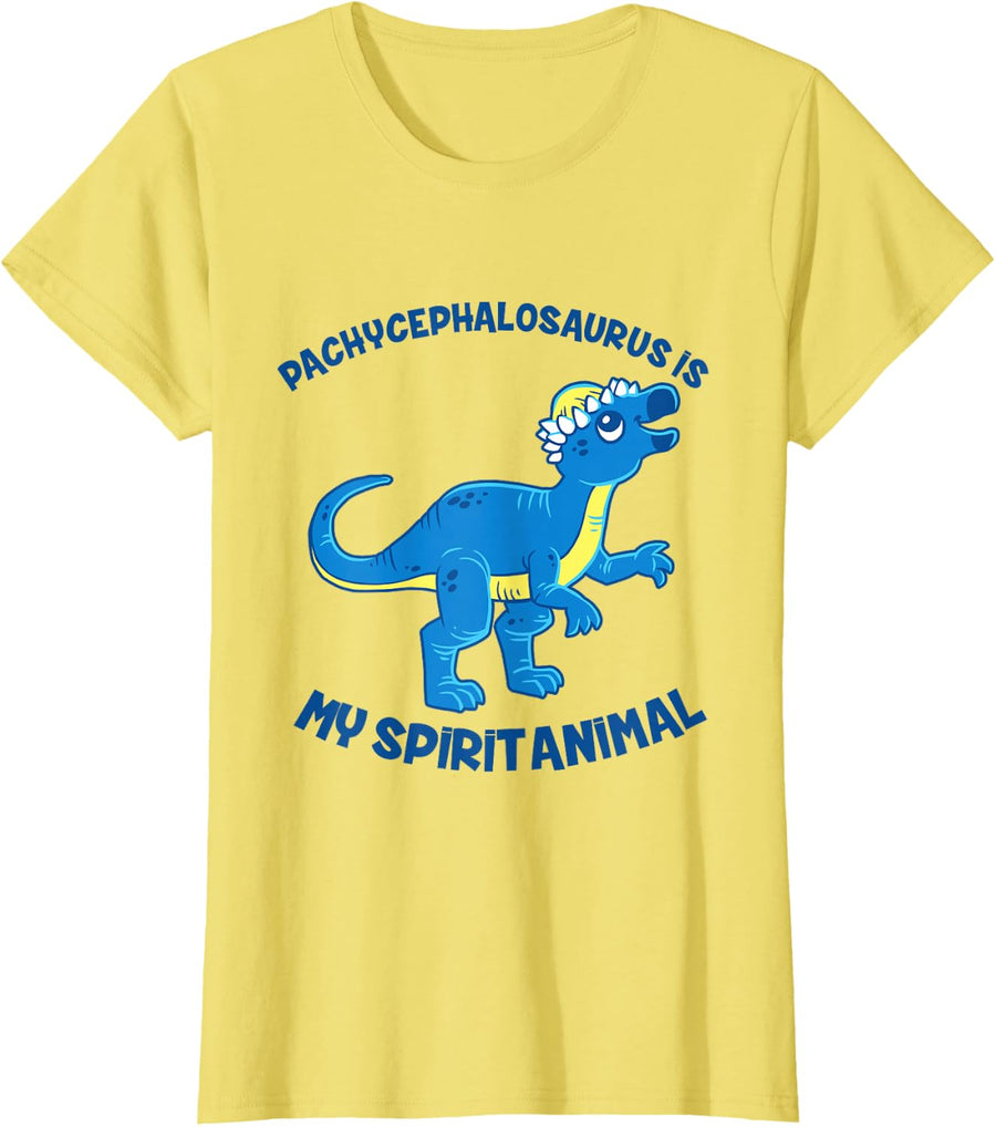 Pachycephalosaurus Is My Spirit Animal T-Shirt Cute Jurassic T-Shirt - Lemon Yellow