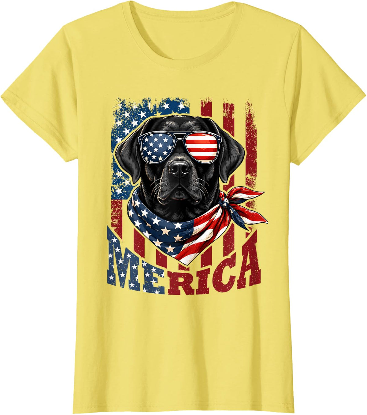 4th of July Labrador Retriever Dog Patriotic American Women T-Shirt - Lemon Yellow