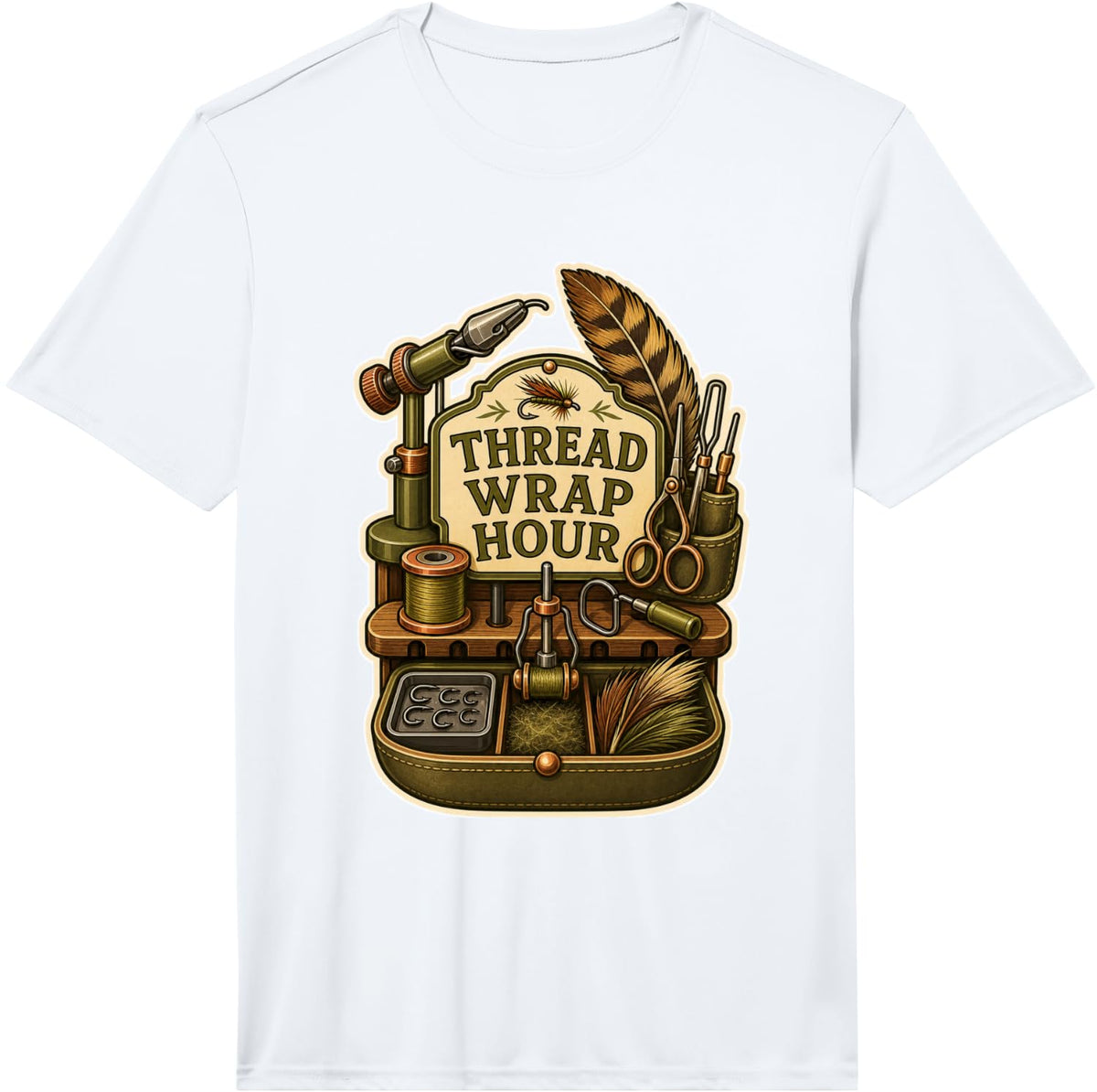 Thread Wrap Hour Fly Tying Performance T-Shirt - White