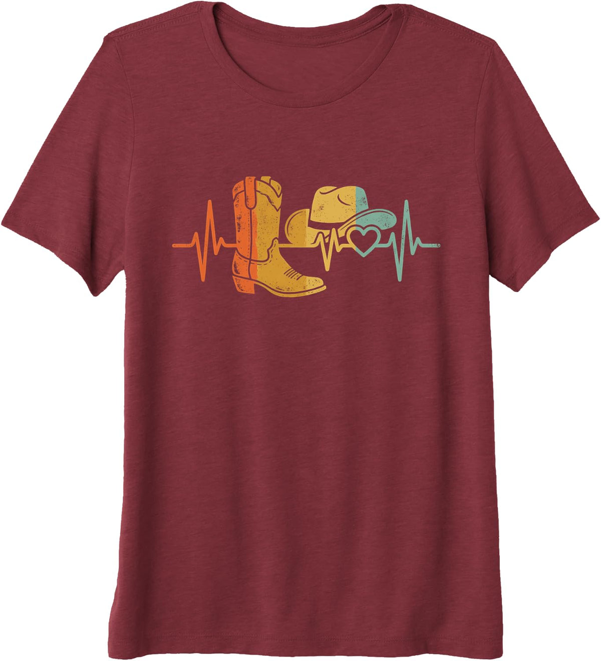 Line Dance Heartbeat ECG Pulse Line Dancing Premium Tri-Blend T-Shirt - Burgundy