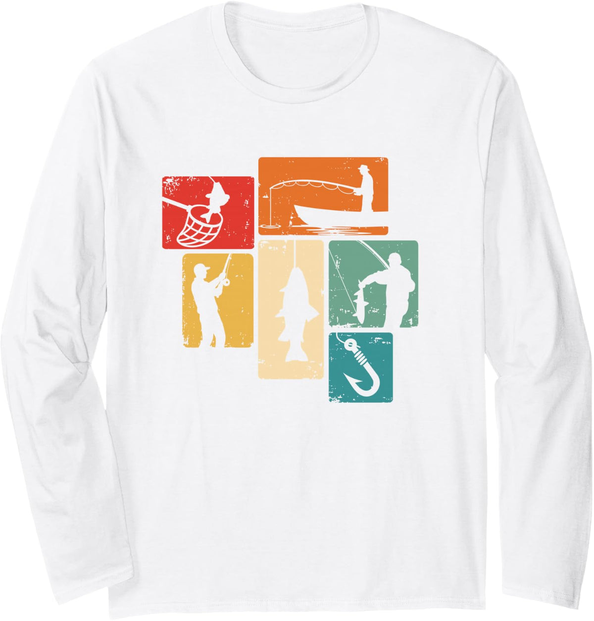 Fisherman Retro Fishing Long Sleeve T-Shirt - Adult Unisex White