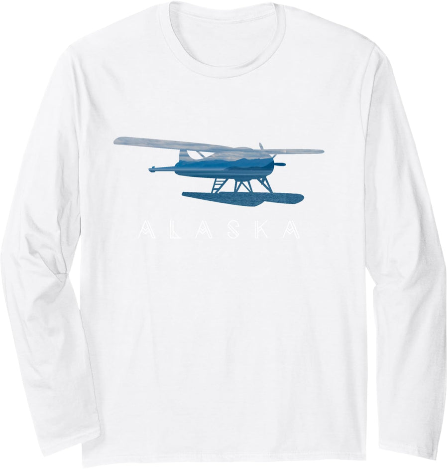 Alaska Seaplane - Seaplane Pilot - Alaskan Landscape Long Sleeve T-Shirt - Adult Unisex White