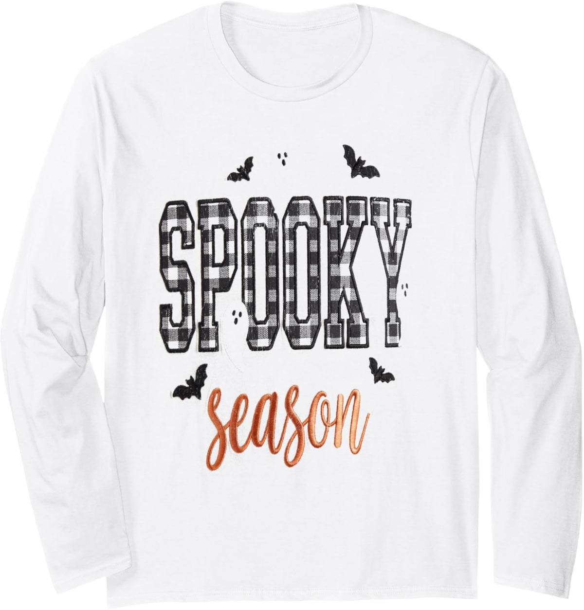 Spooky Season Halloween Vibes Scary Men Women Kids Long Sleeve T-Shirt - Adult Unisex White