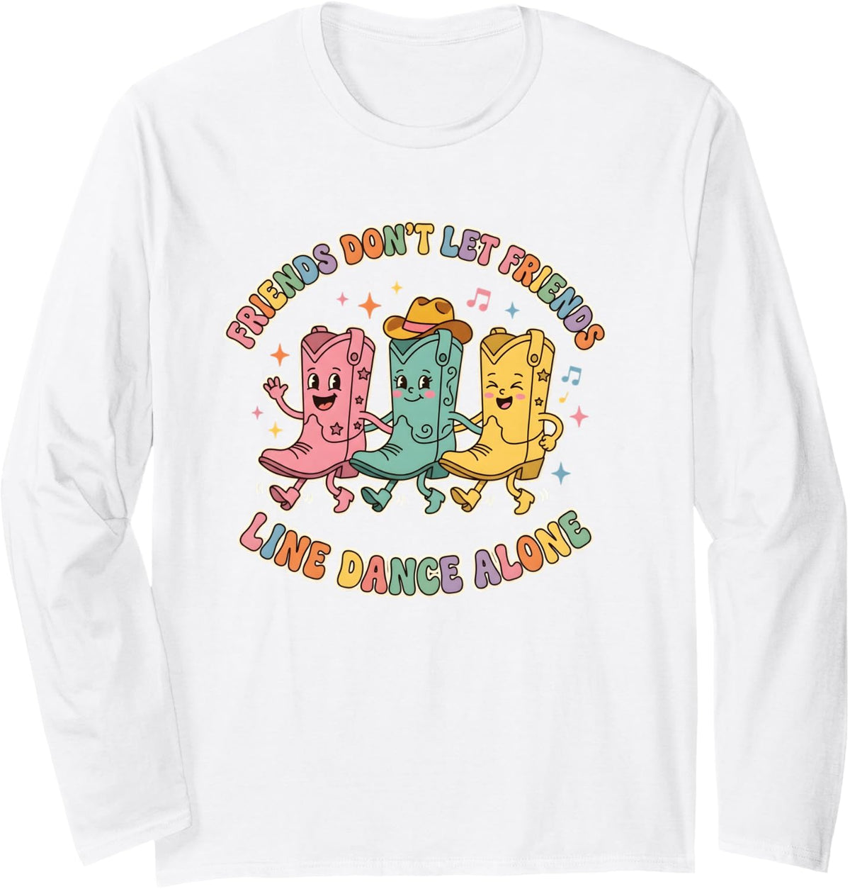Line Dance Group Line Dancing Line Dancer Long Sleeve T-Shirt - Adult Unisex White