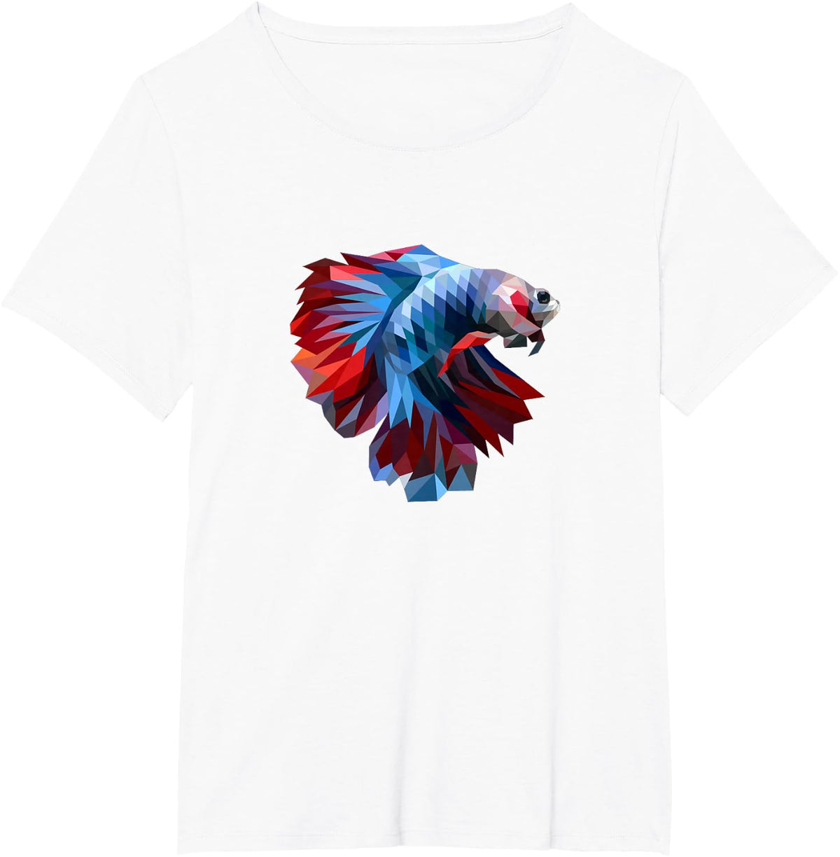 Geometric Betta Colorful Siamese Fighting Fish Art T-Shirt - White