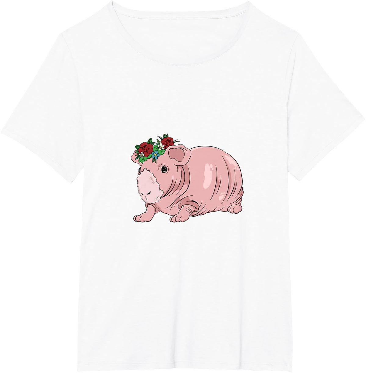Skinny Pig Guinea with Flower for Guinea Pig Owner T-Shirt - White