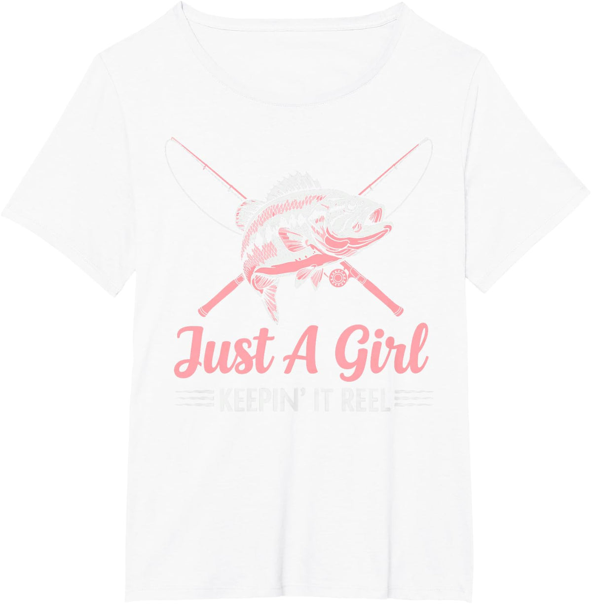 Just a Girl Keepin' it Reel Fishing Fish Fan Kids Fisherman T-Shirt - White