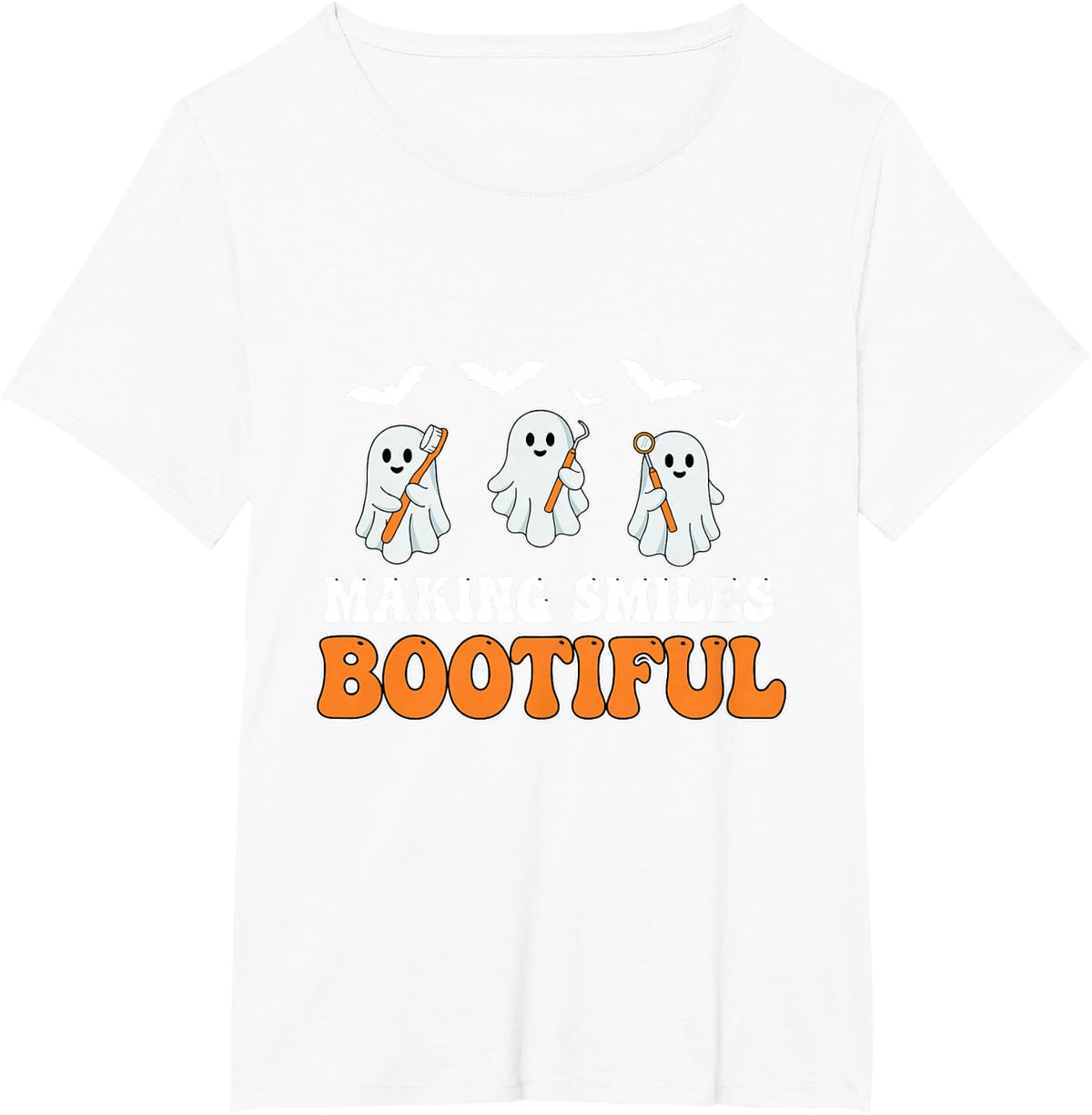 Making Smiles Bootiful Dental Ghost Halloween T-Shirt - White