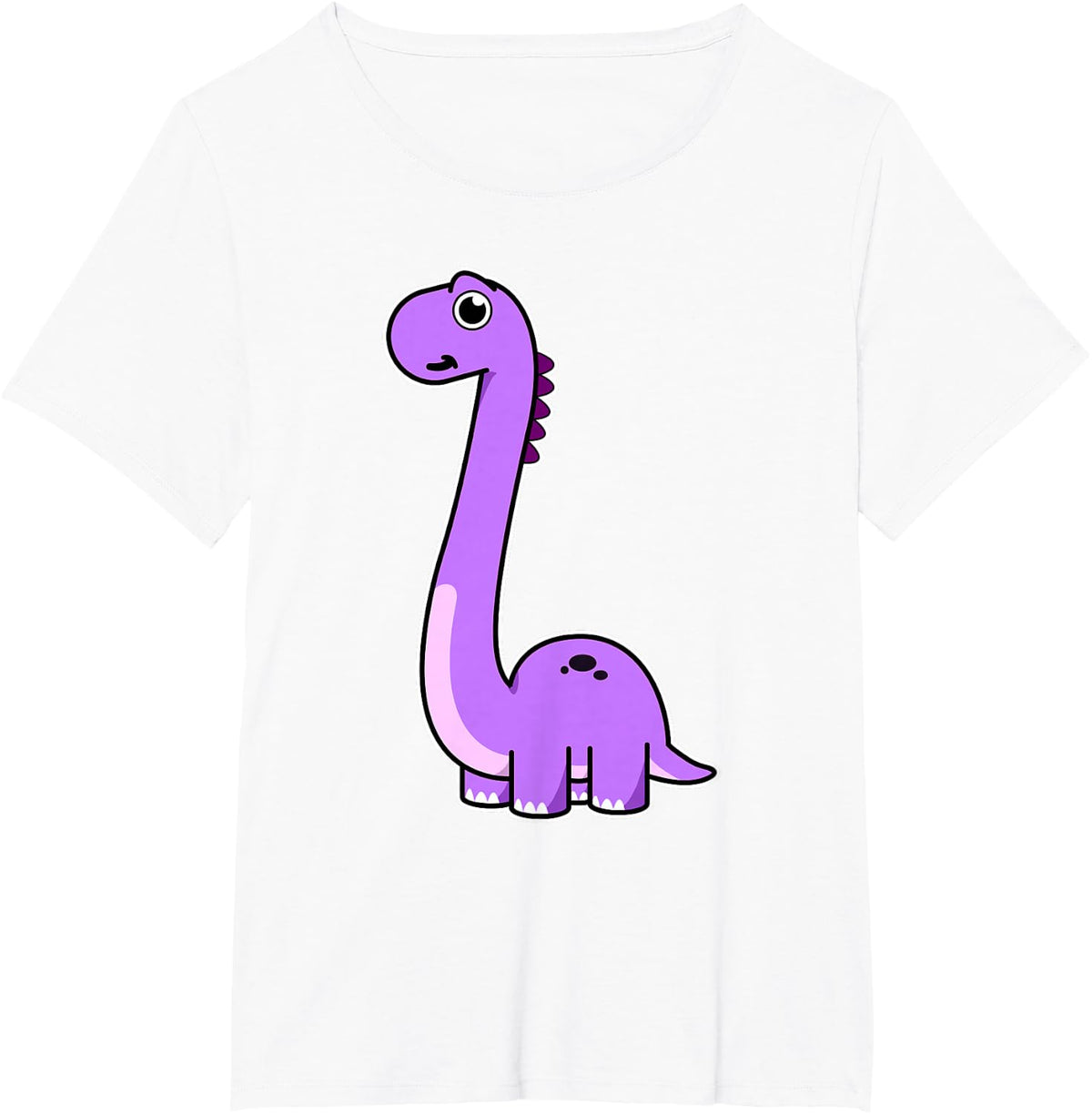 Cute Brontosaurus Dinosaur Tee - Purple Dino Adult and Kids T-Shirt - White