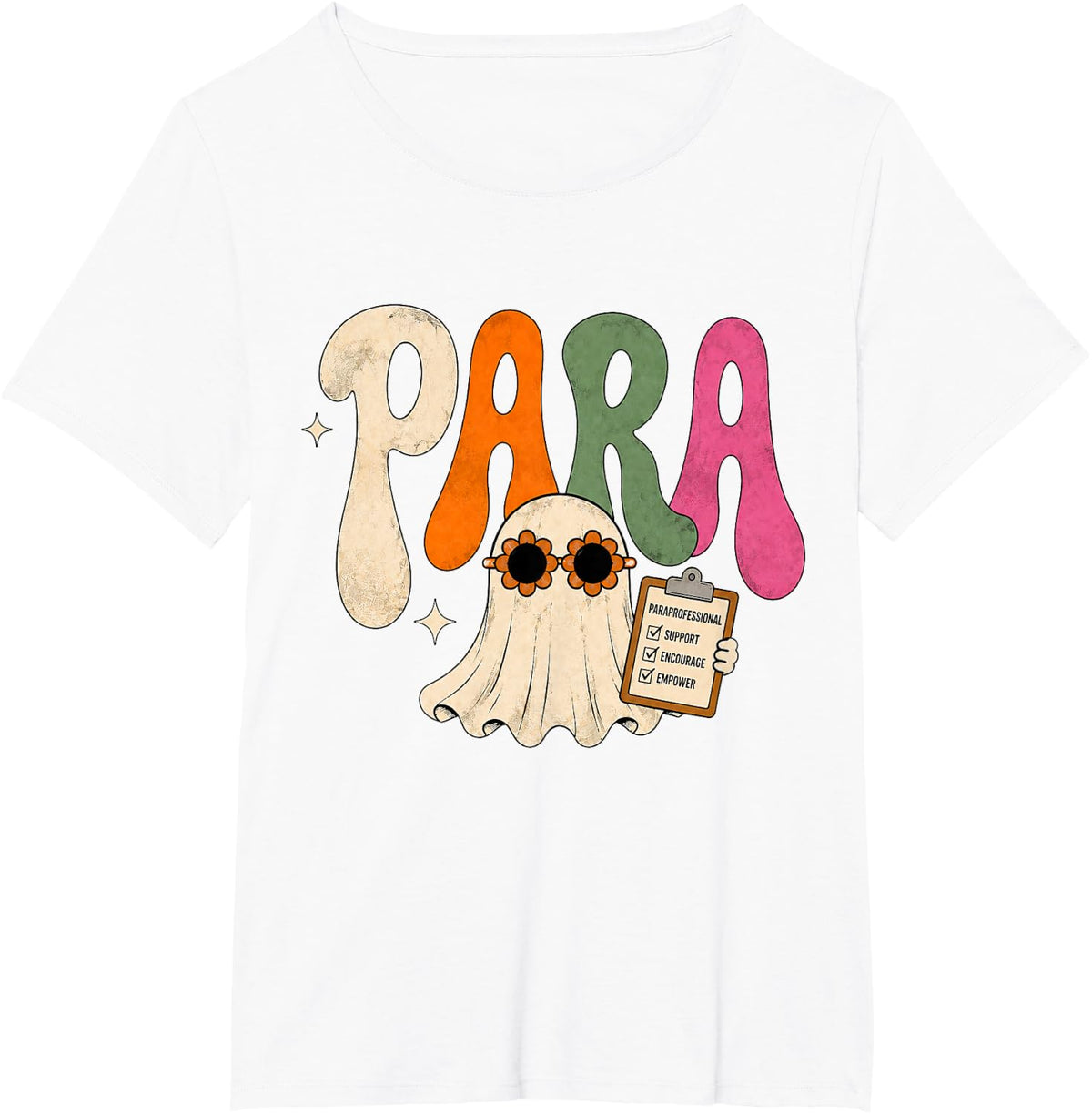Spooky Paraprofessional Preppy Fall Halloween Ghost para T-Shirt - White