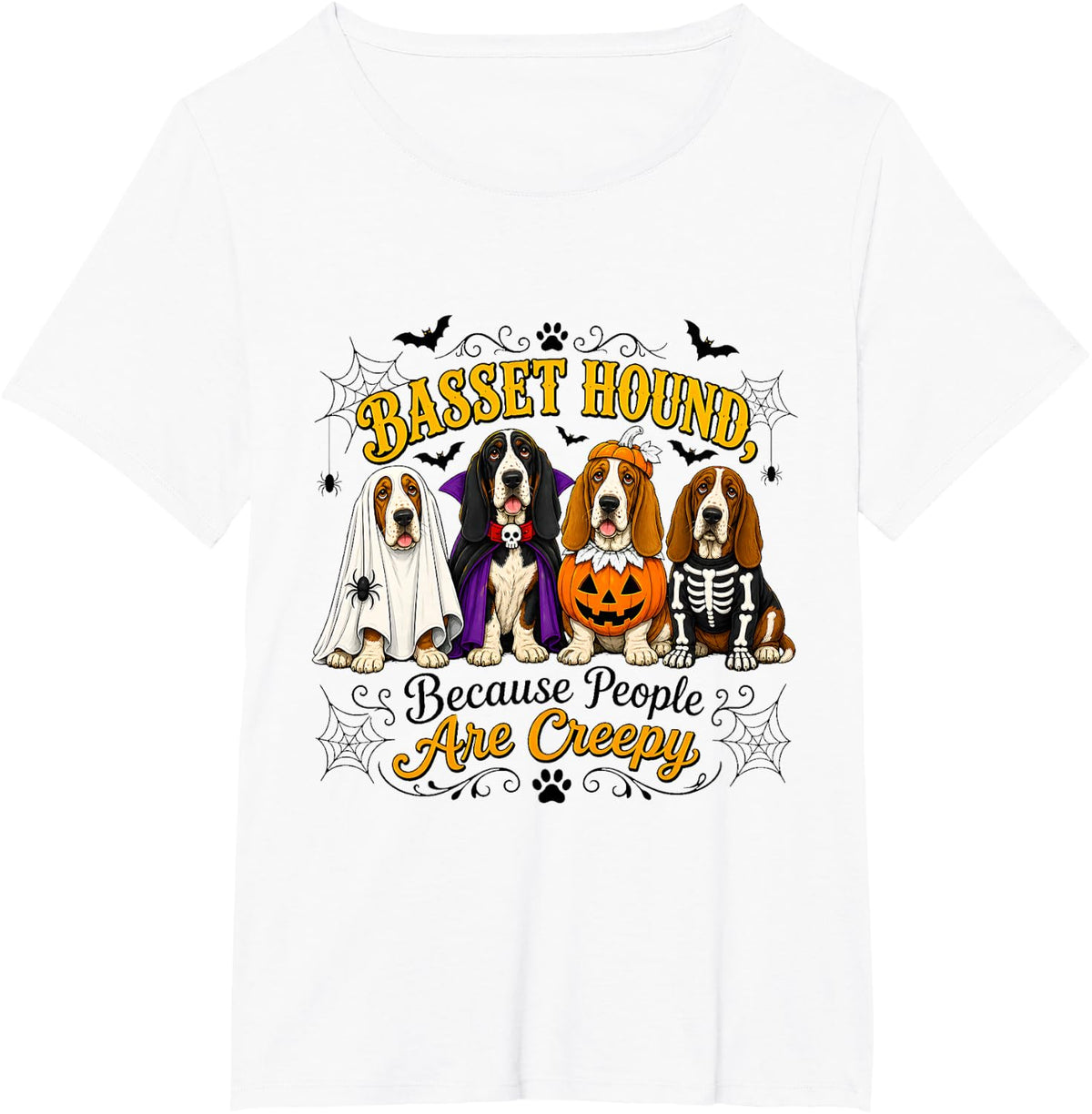 Basset Hound Halloween Costume Party T-Shirt - White