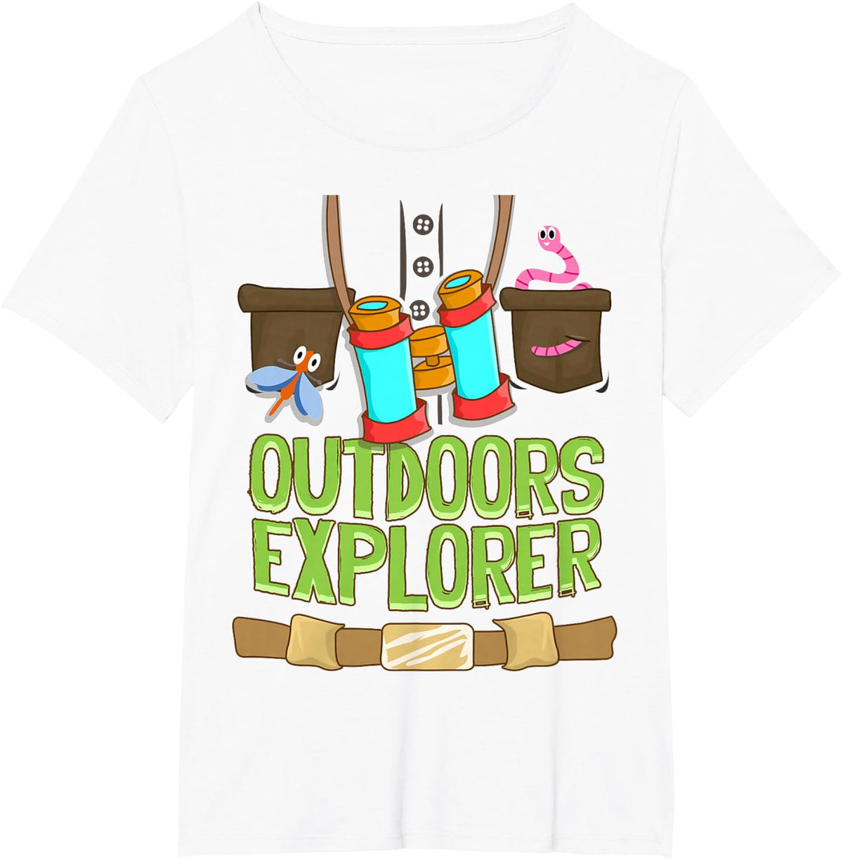 Outdoors Explorer Zookeeper Vest Bugs Binoculars Safari Kids T-Shirt - White
