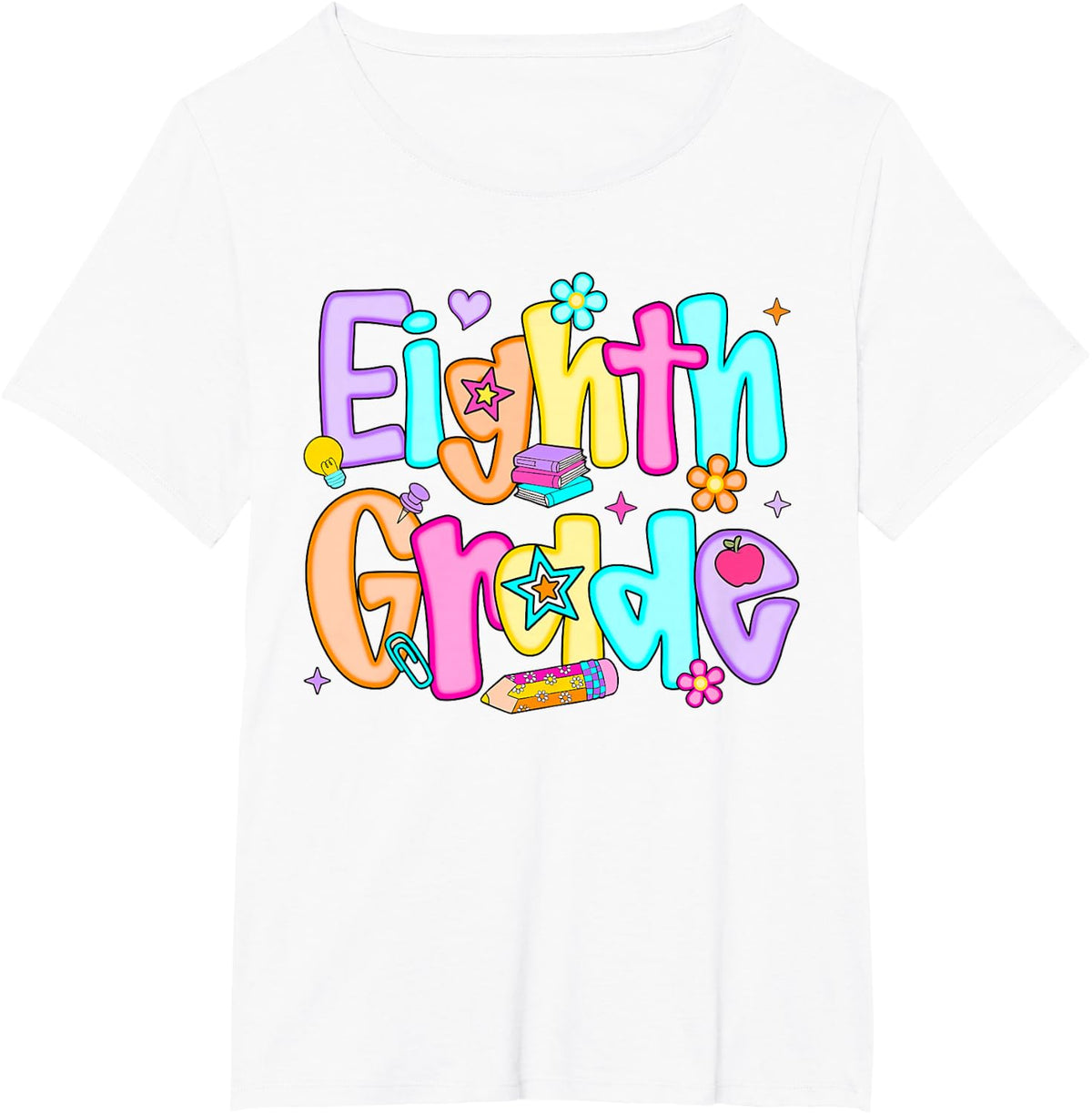 Preppy Eighth Grade Back To School 8th Grade Teachers Girls T-Shirt - White