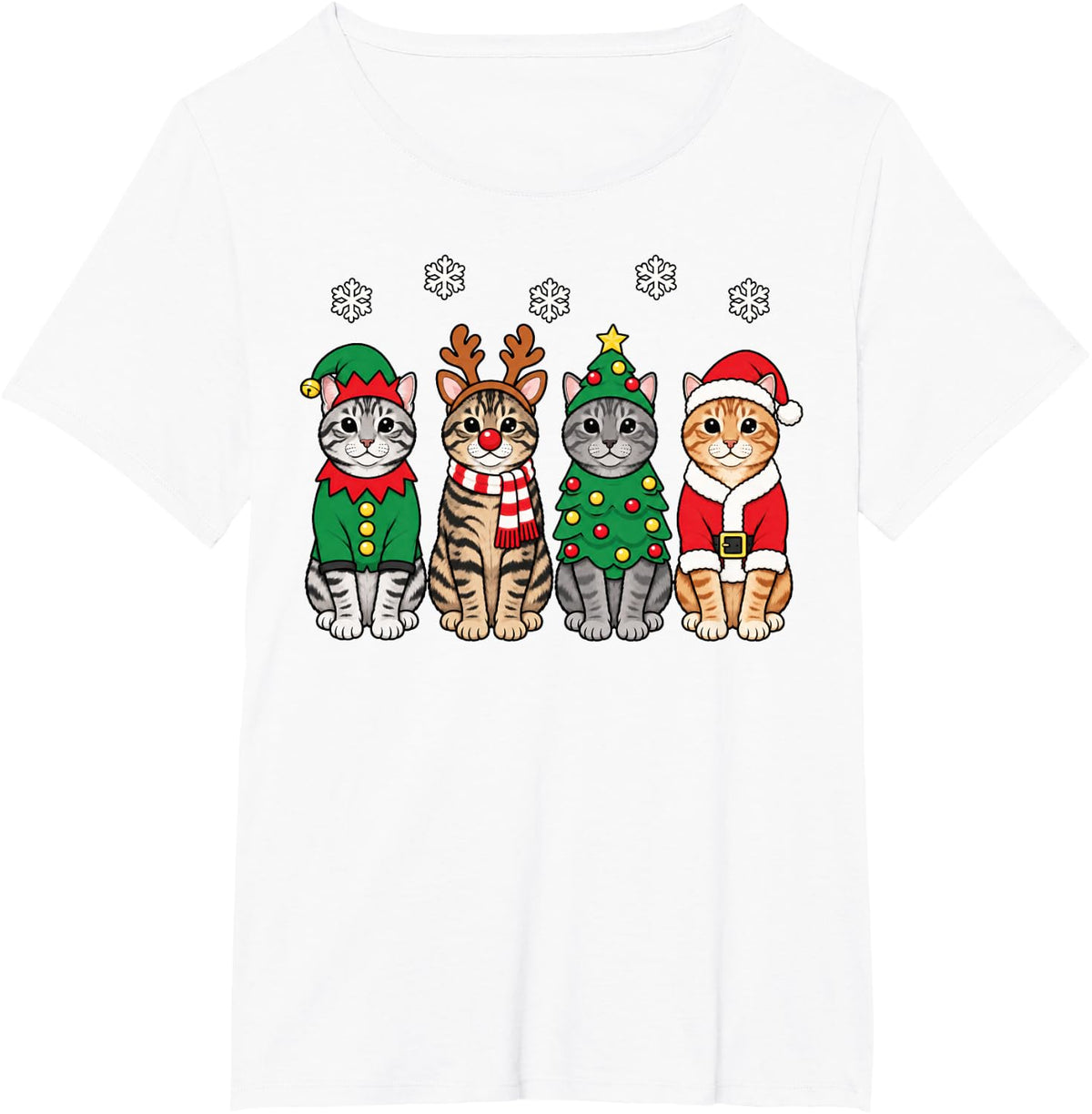 American Shorthair cat Christmas Reindeer Santa T-Shirt - White