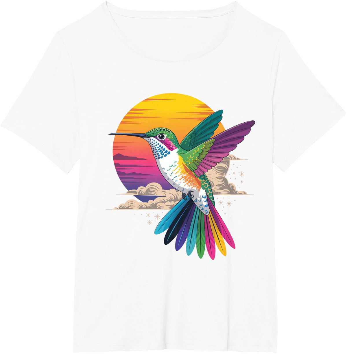 Colorful Hummingbird Art for Nature Lovers T-Shirt - White