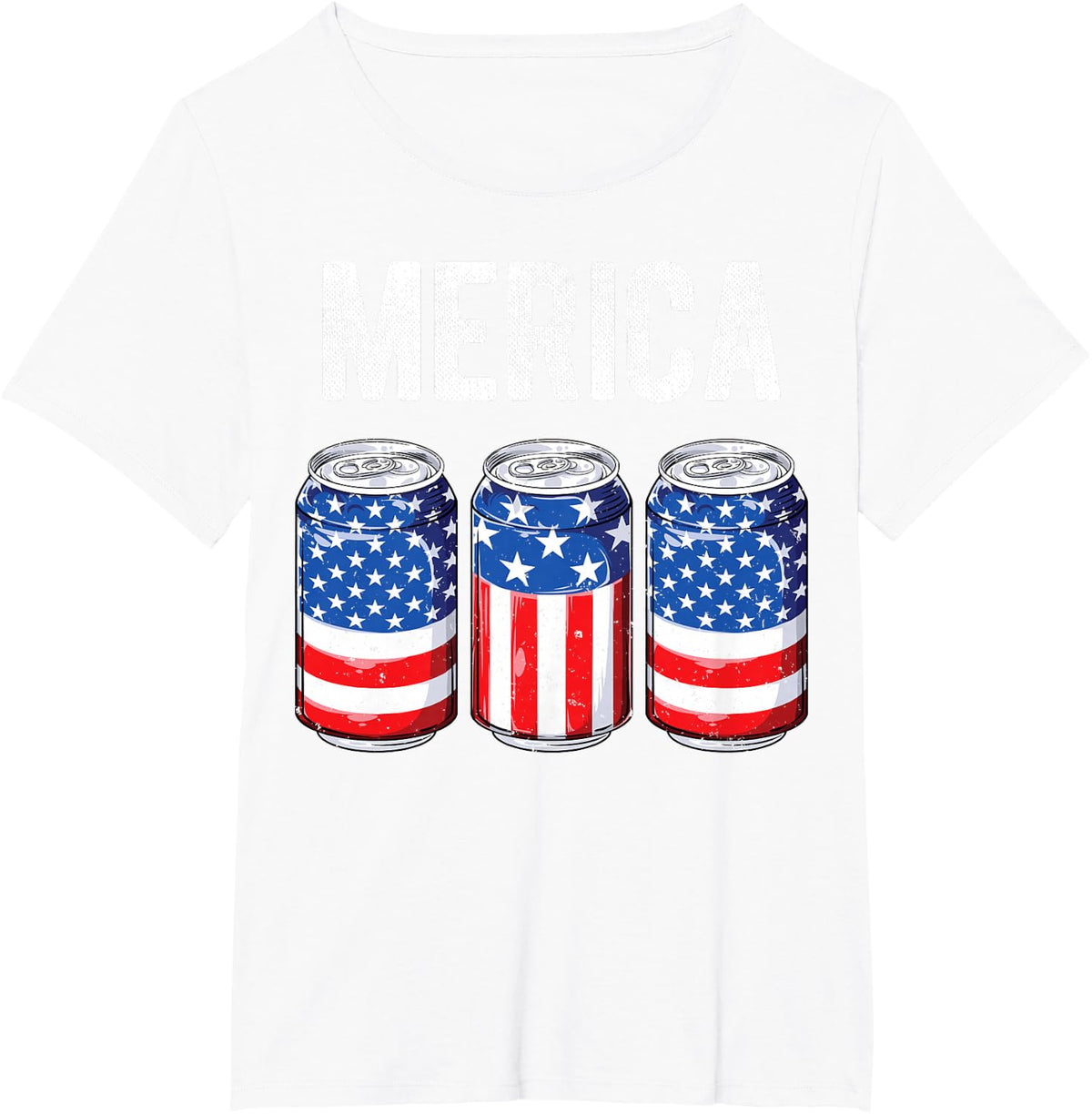 Beer American Flag 4th of July Merica USA Men Women Drinking T-Shirt - White