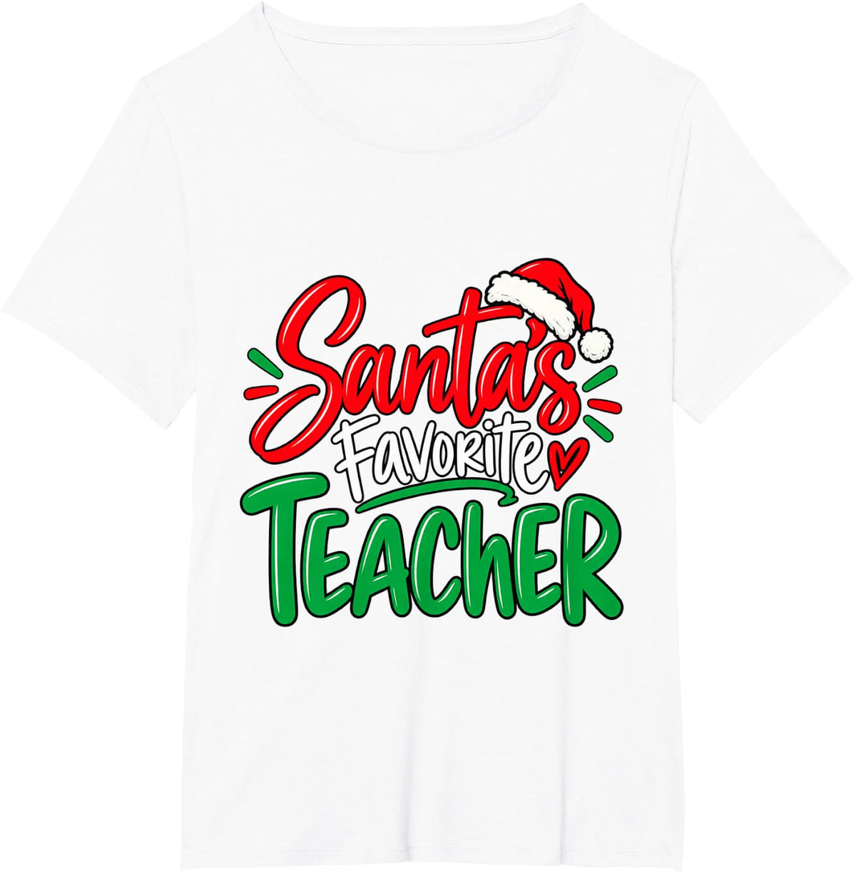 Santa's Favorite Teacher Christmas Educator T-Shirt - White
