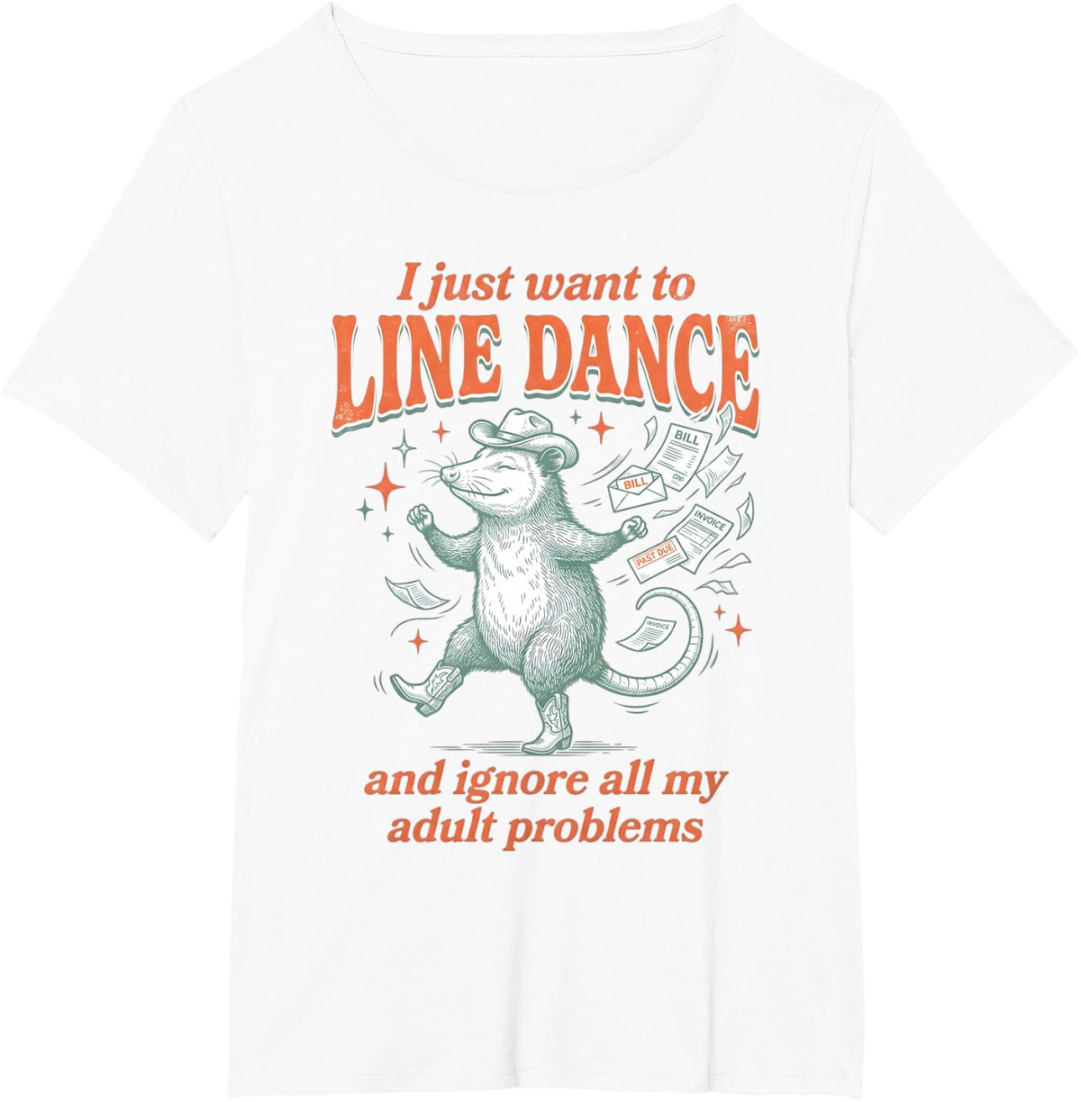 Line Dancer Opossum Line Dance Line Dancing T-Shirt - White