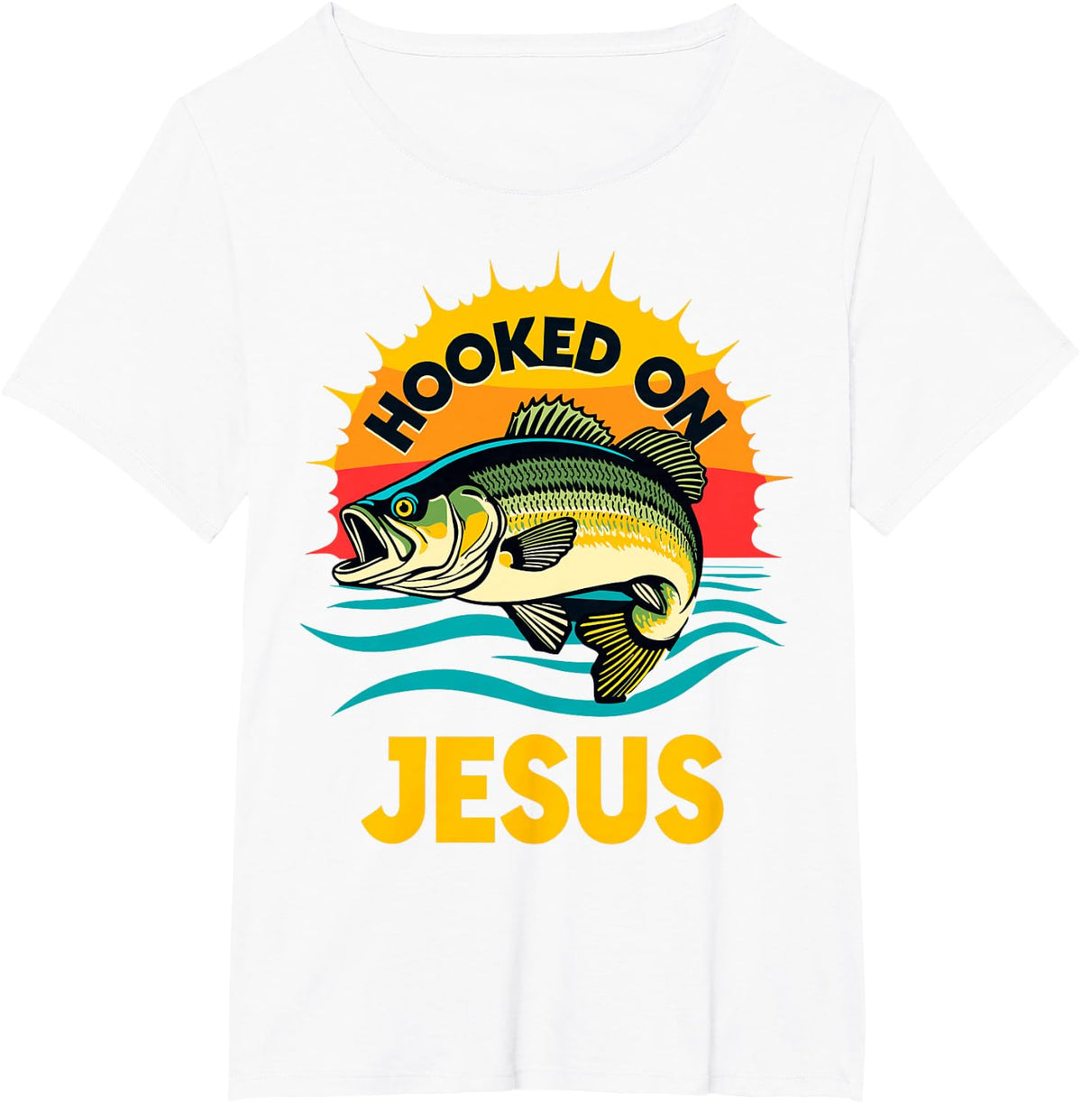 Hooked on Jesus Bible Verse Christian Fisherman Bass Fishing T-Shirt - White